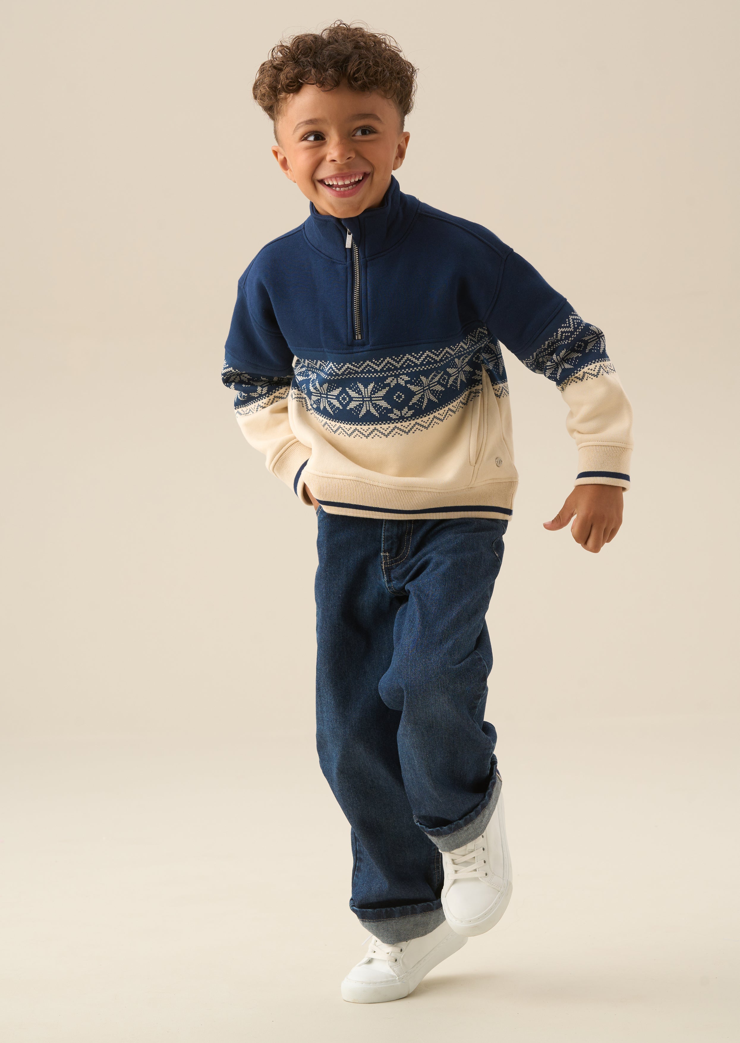 Bluza Ayden z zamkiem przy szyi i wzorem Fair Isle