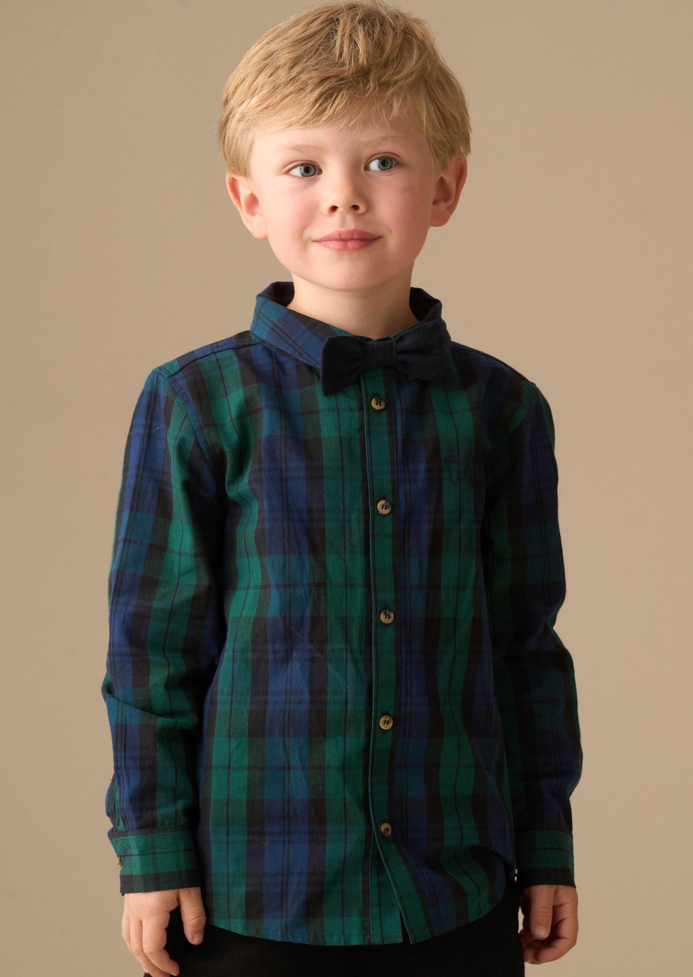 Abel Plaid Shirt With Bow Tie