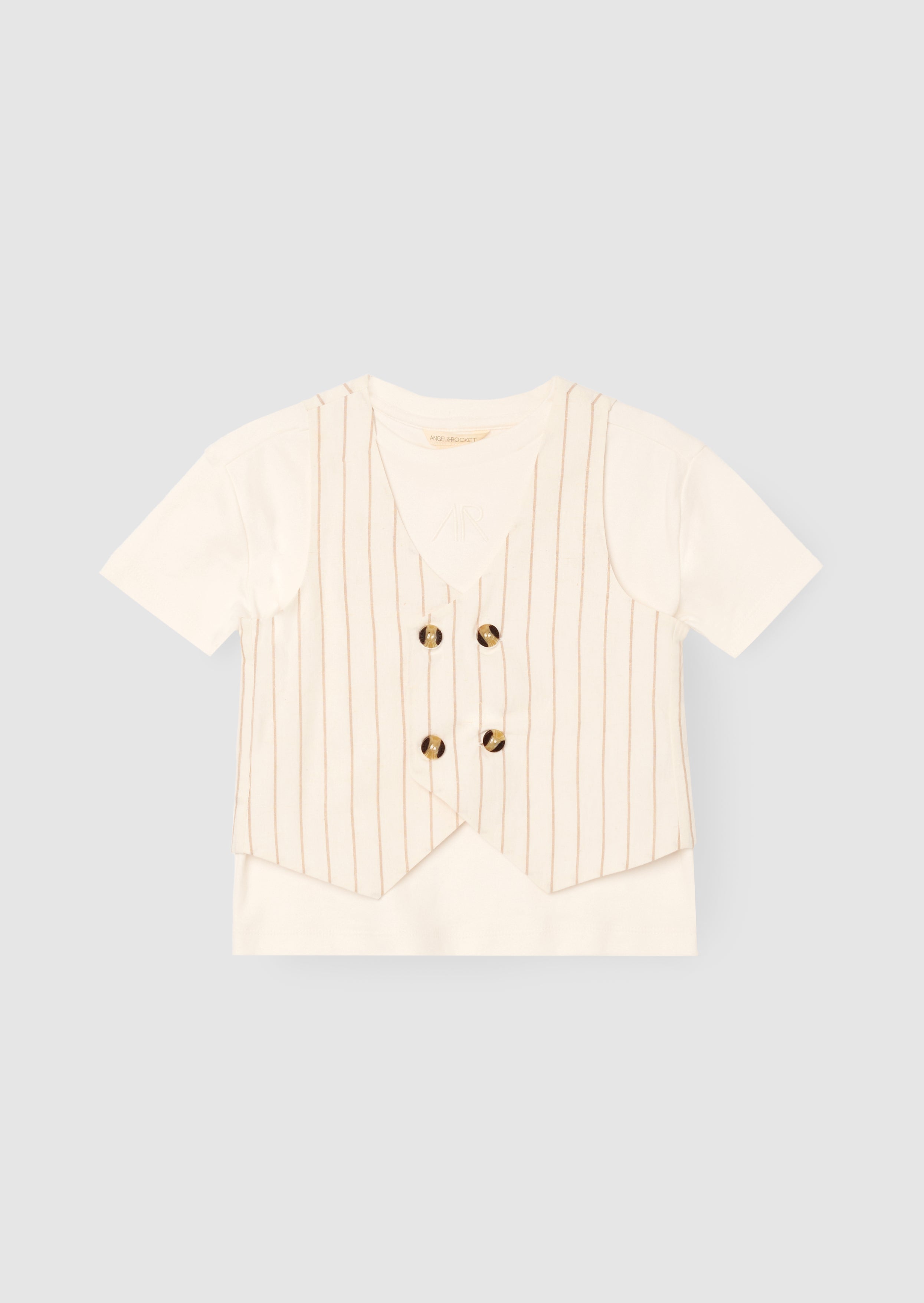 Jake Double Breasted Stripe Waistcoat And T Shirt Set