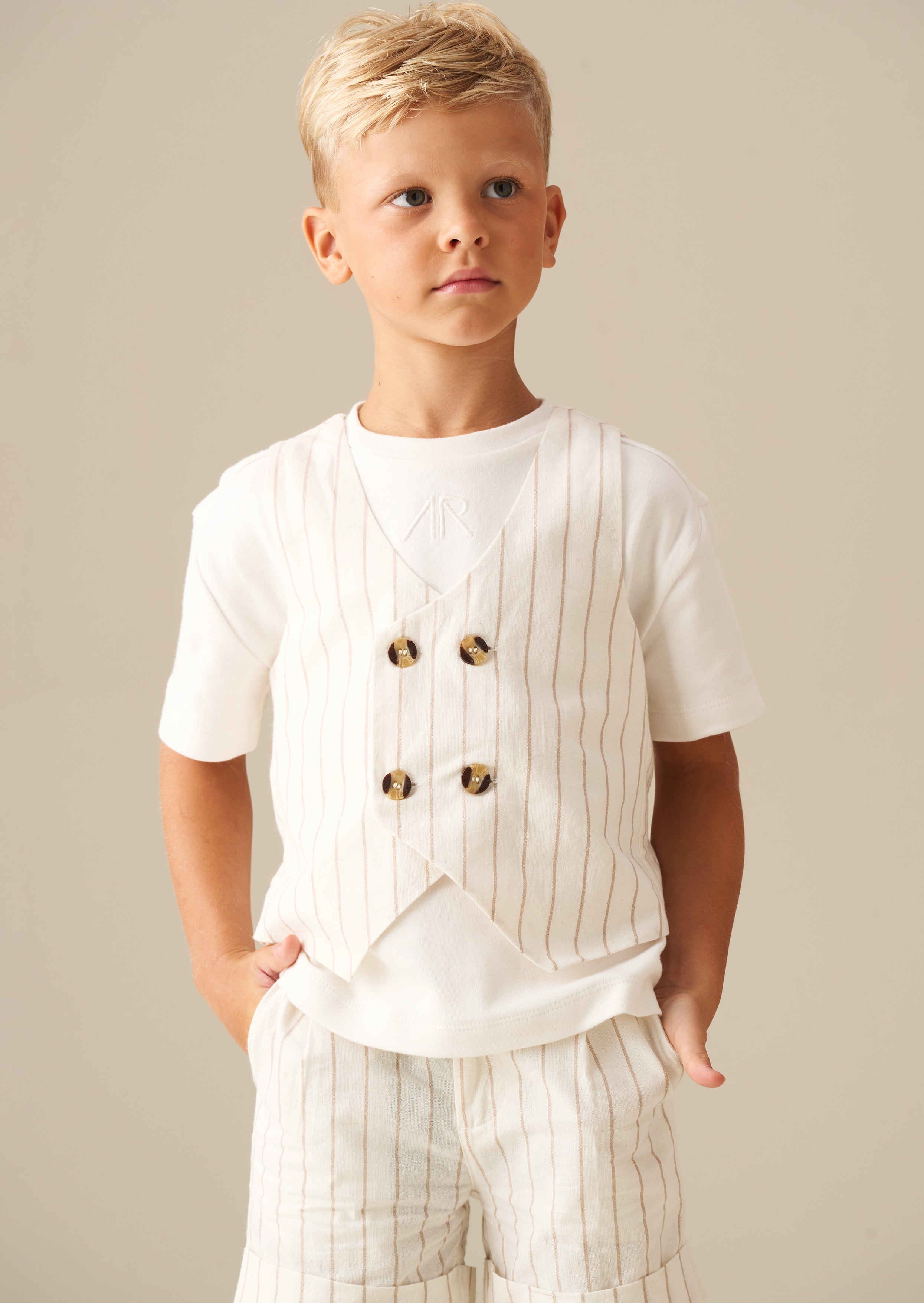 Set Gilet Doppiopetto a Righe e T-Shirt Jake