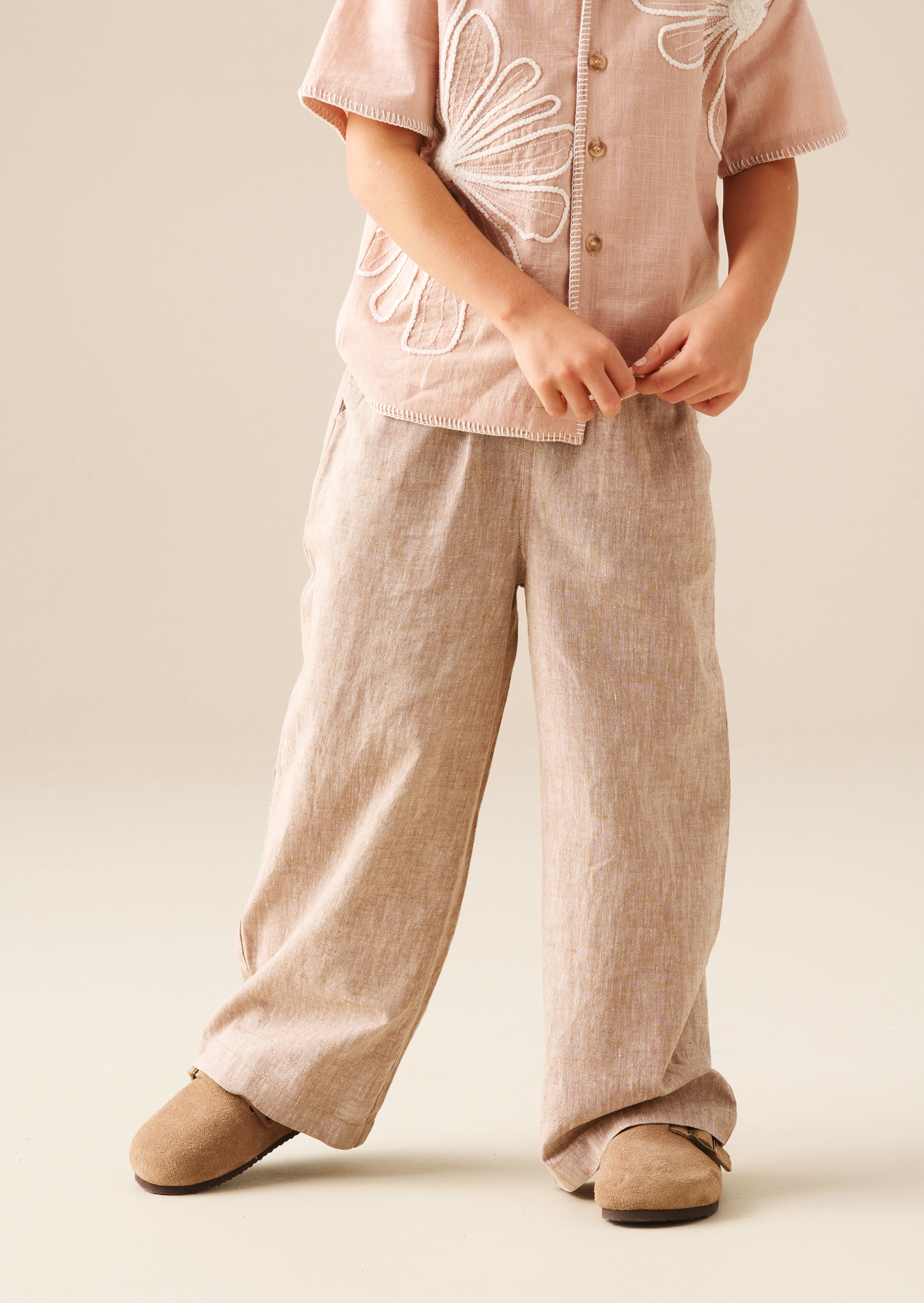 Pantalón de corte relajado Edison de algodón y lino