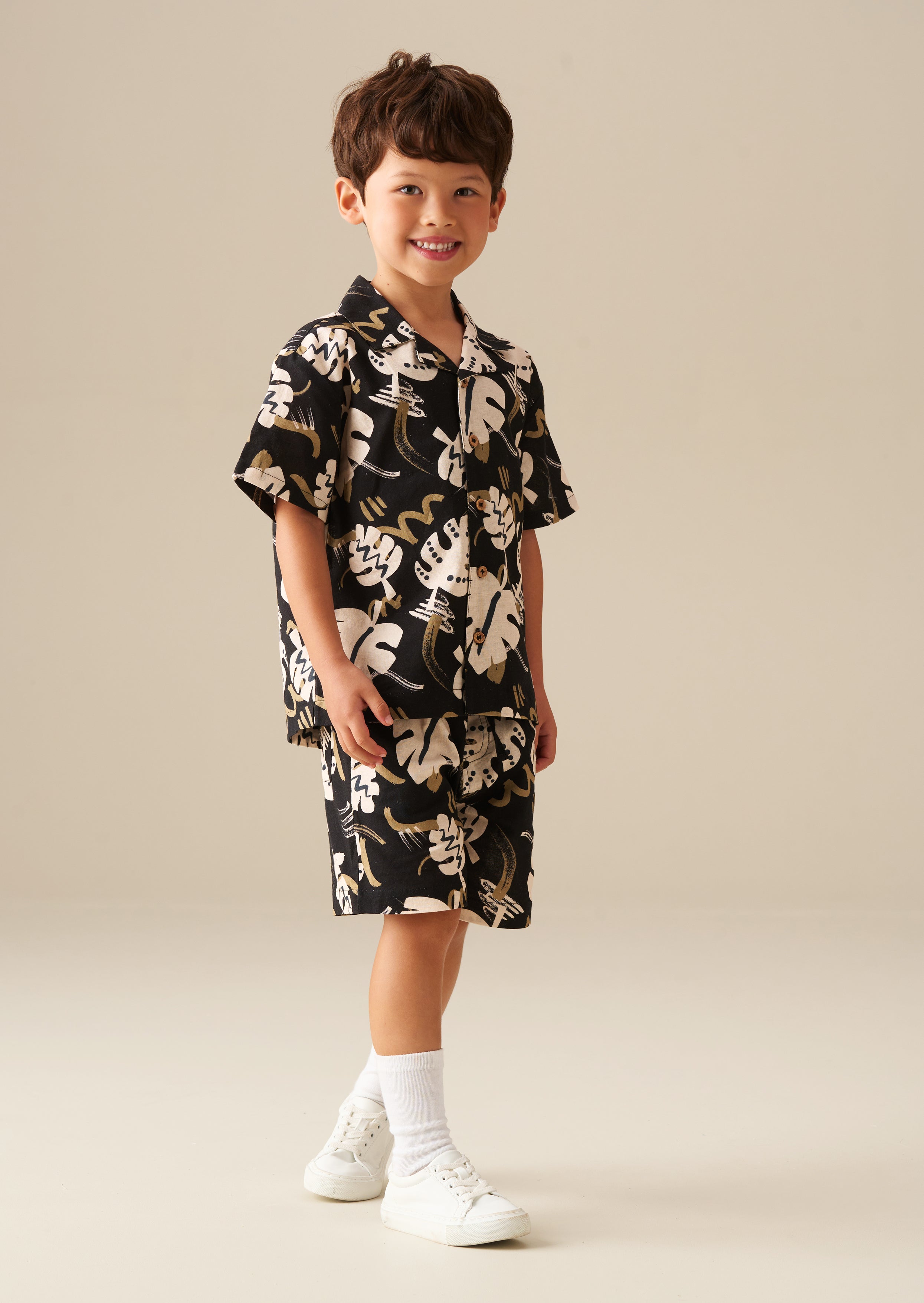 Finn Leaf Print Textured Shirt