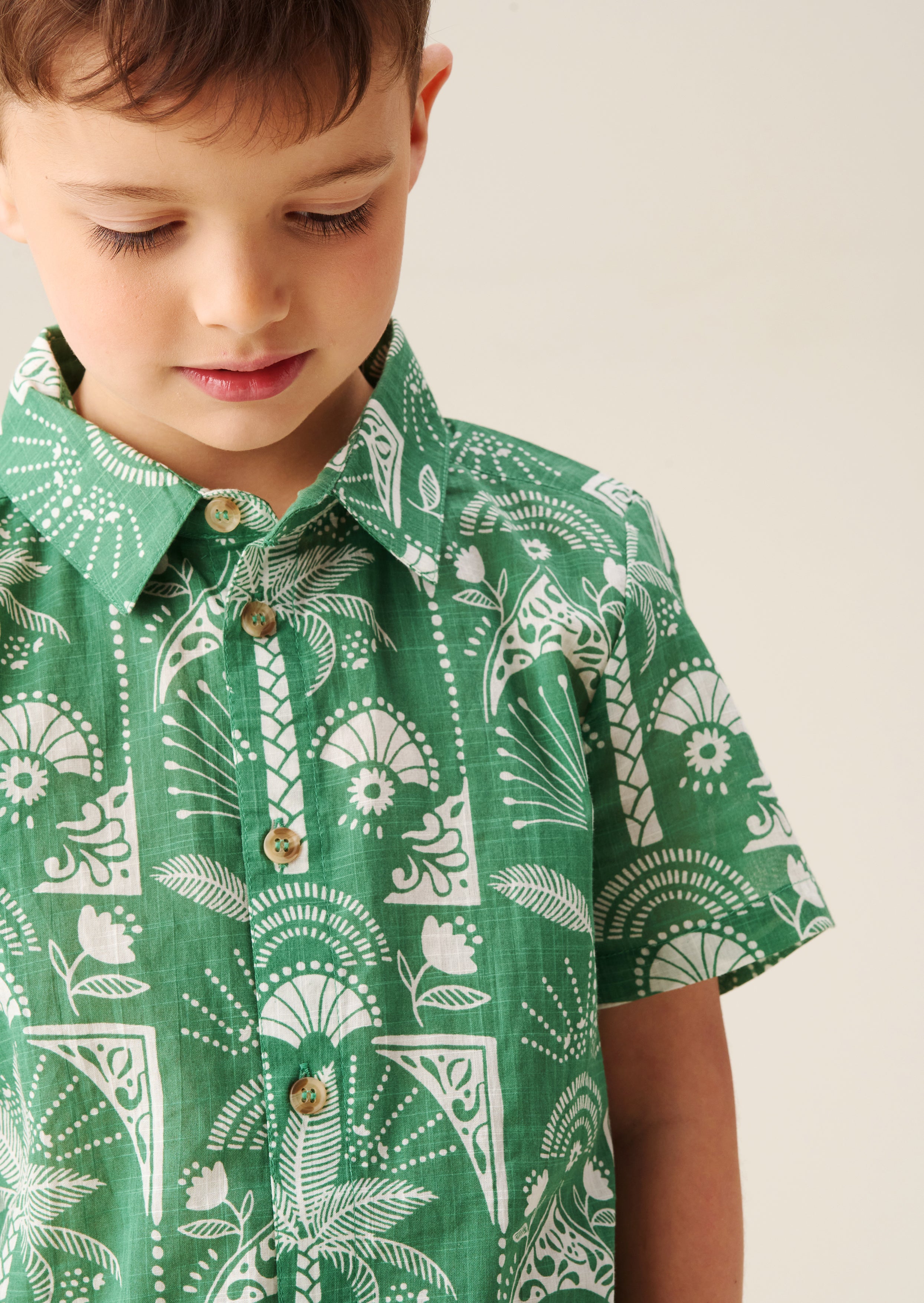 Chemise Alfie Green à motif feuilles de palmier