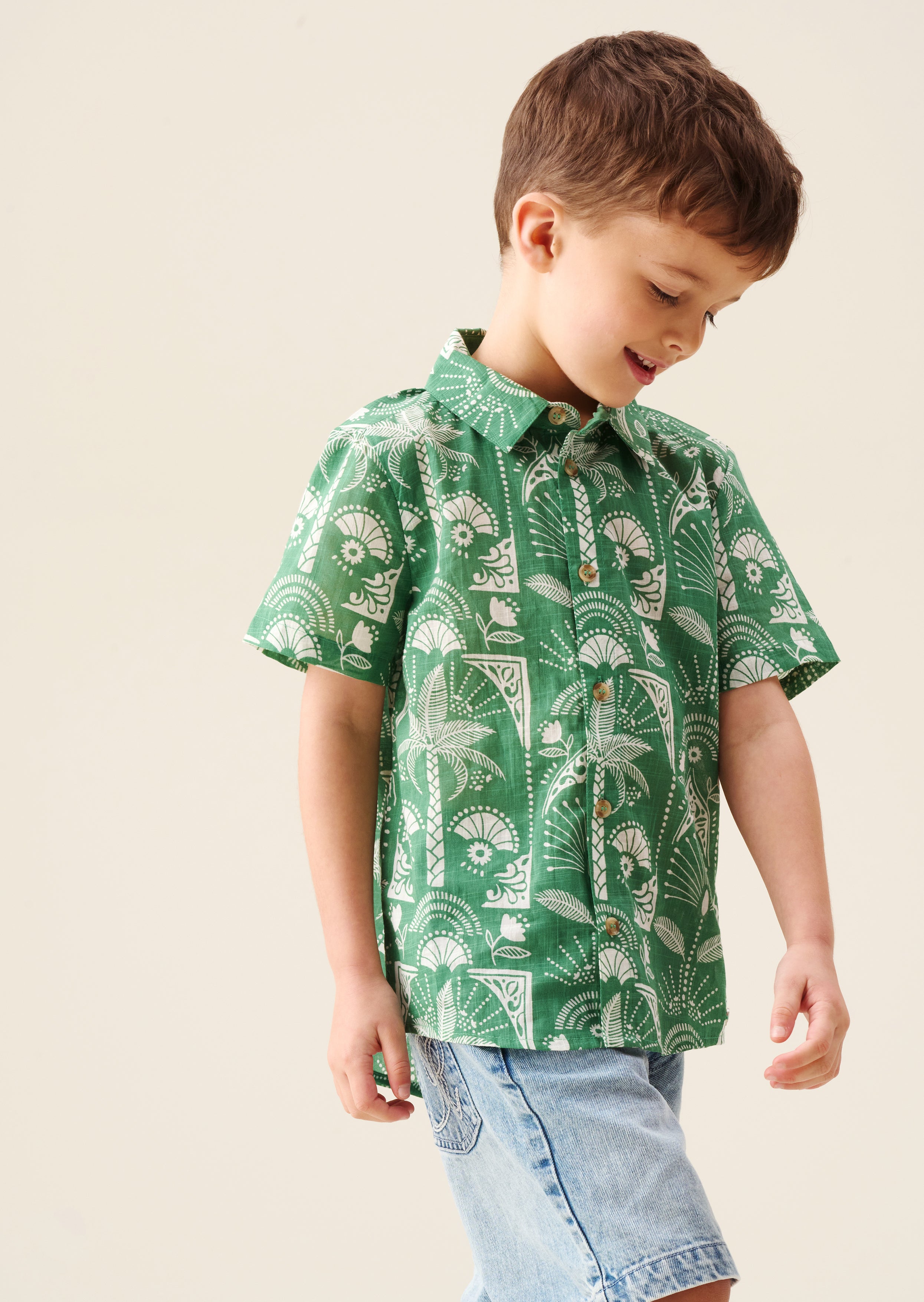 Chemise Alfie Green à motif feuilles de palmier