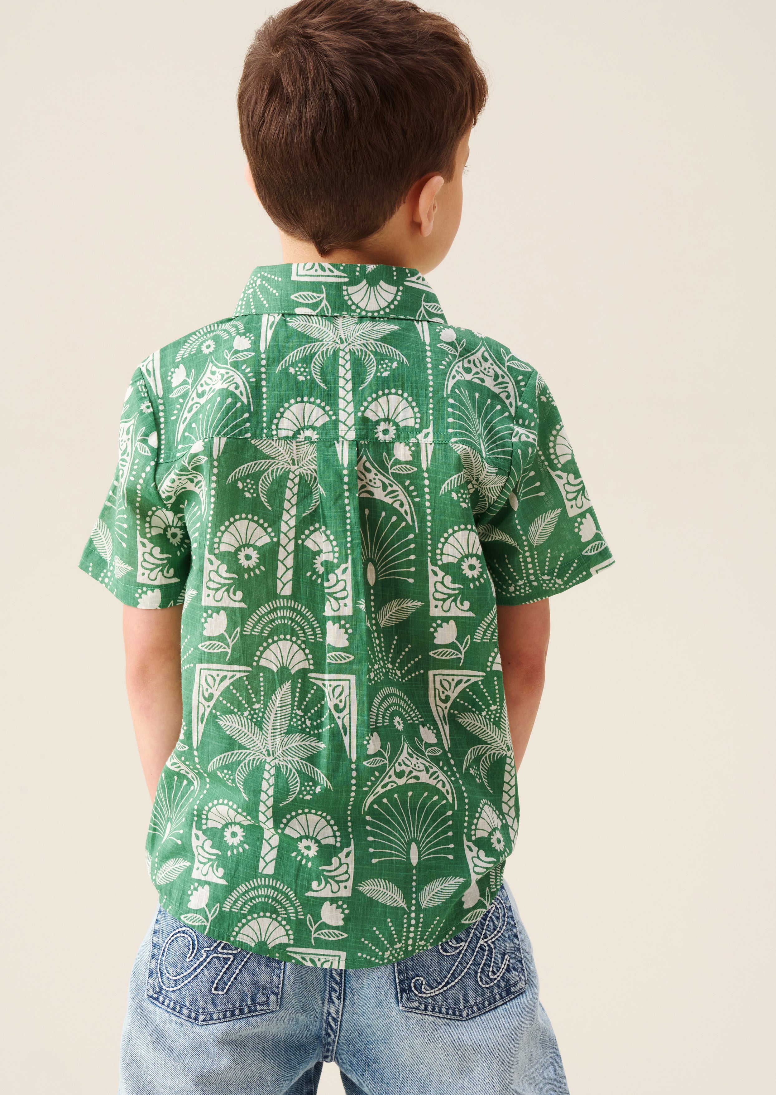 Chemise Alfie Green à motif feuilles de palmier