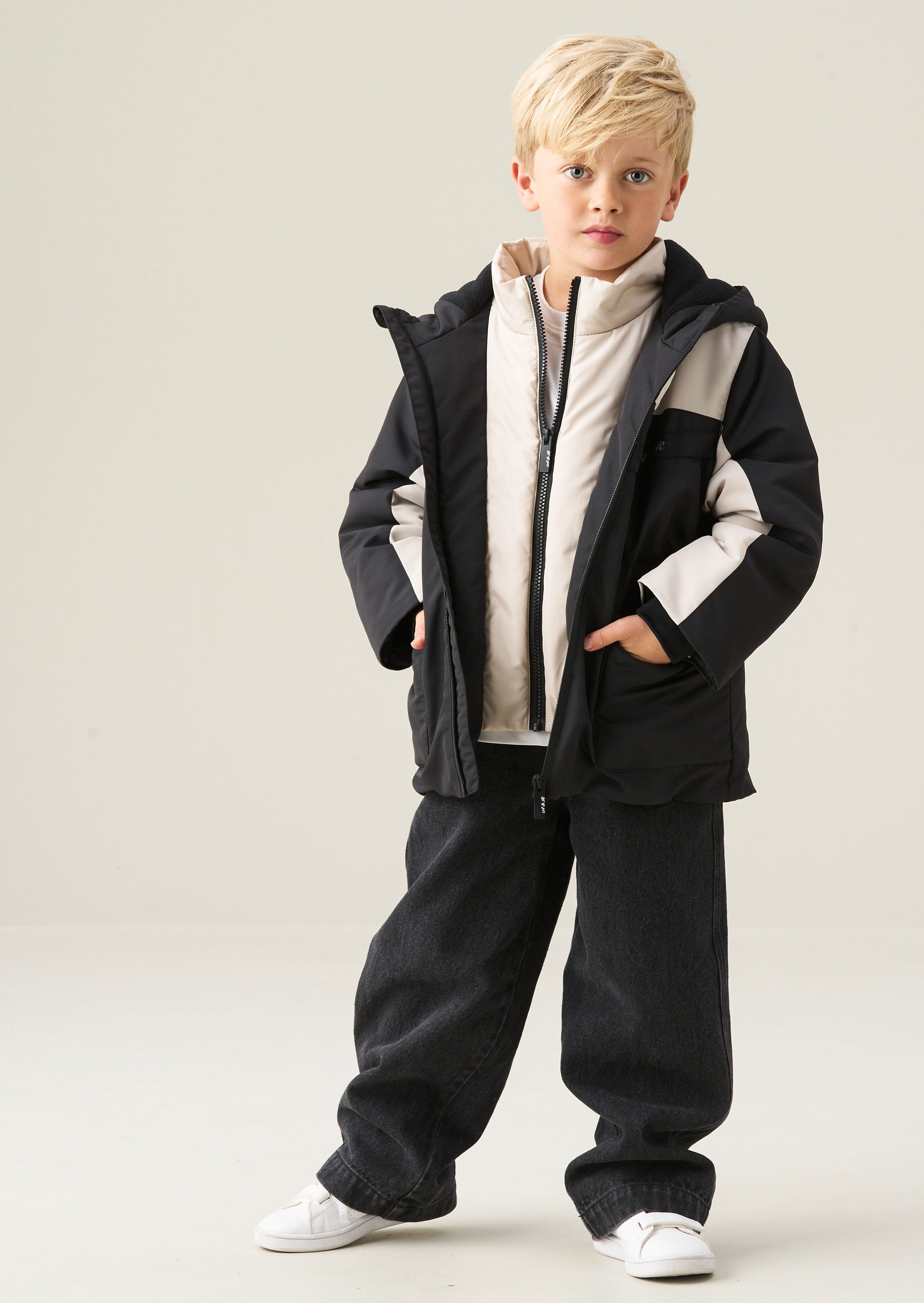 Cappotto Samuel a blocchi di colore con fodera in pile