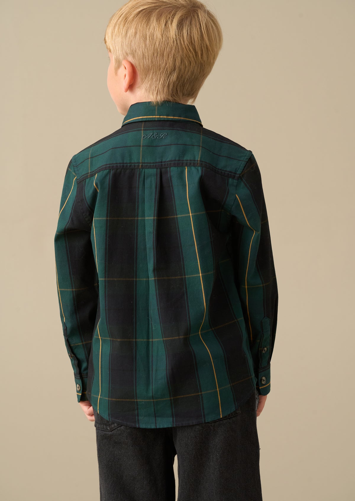Abel Green Check Shirt With Bow Tie