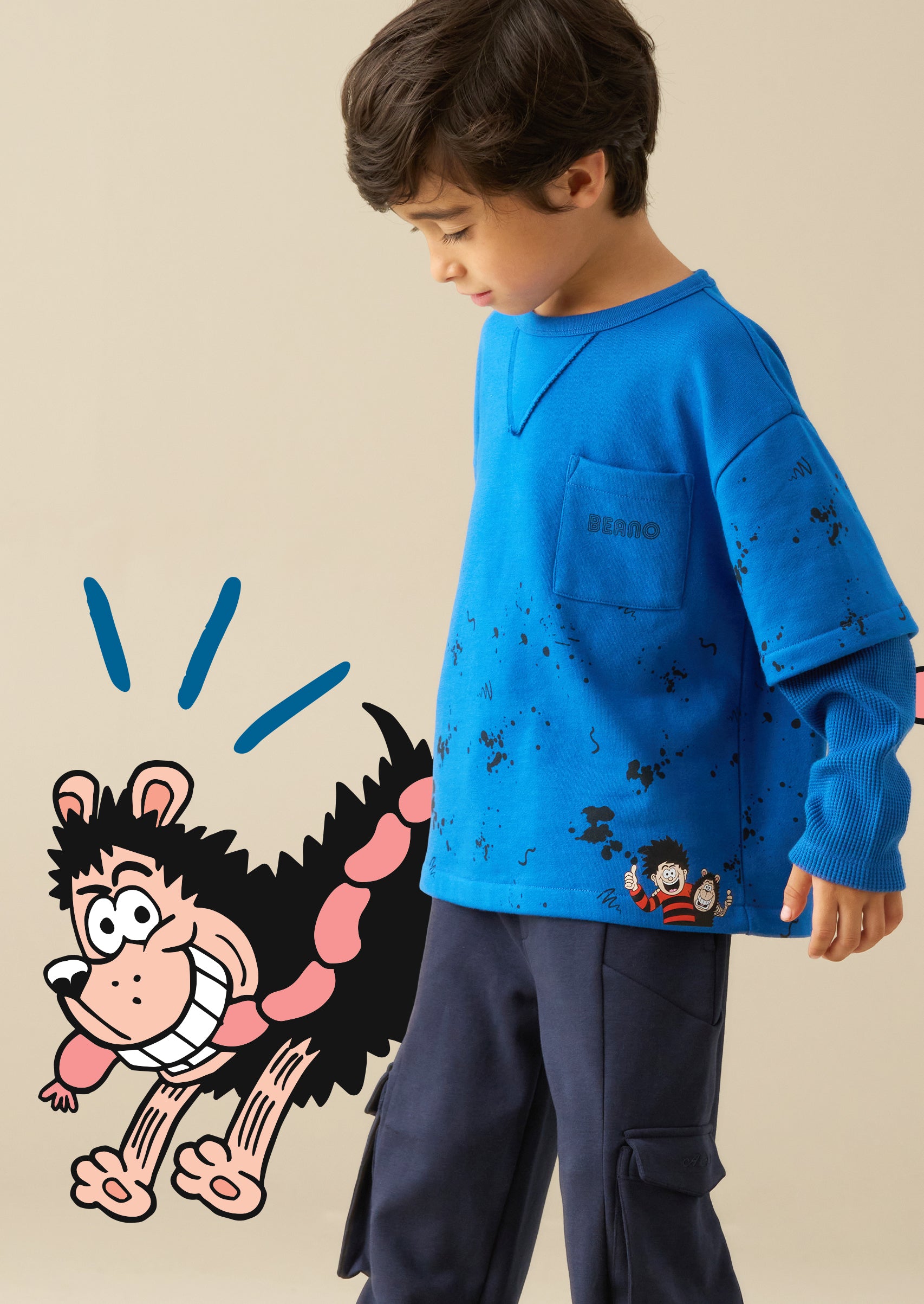 Beano Blue Double Layer Waffle T-Shirt