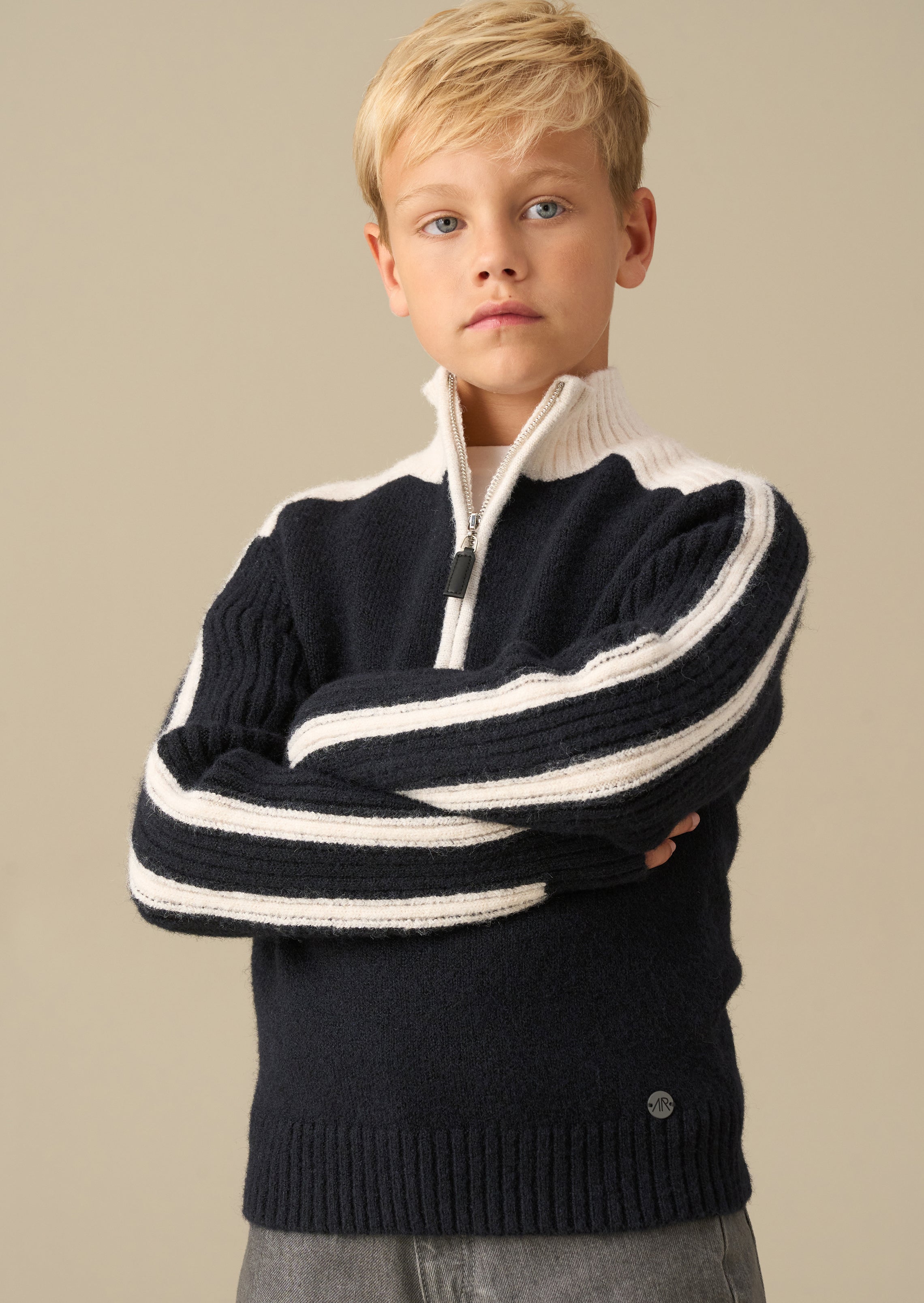 Bryan Blocked Zip Neck Jumper