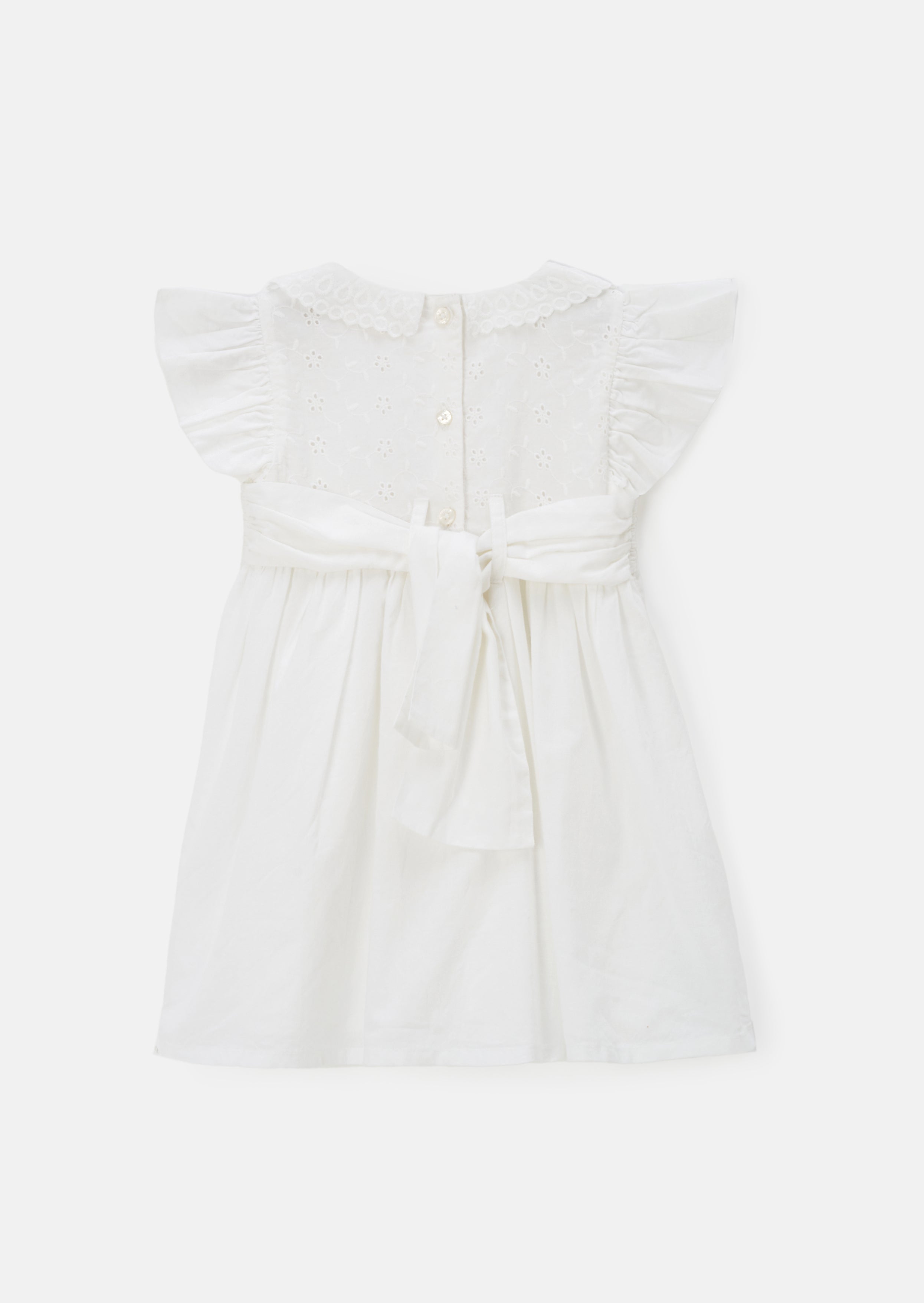 Molly Elfenbein Besticktes Kragenkleid