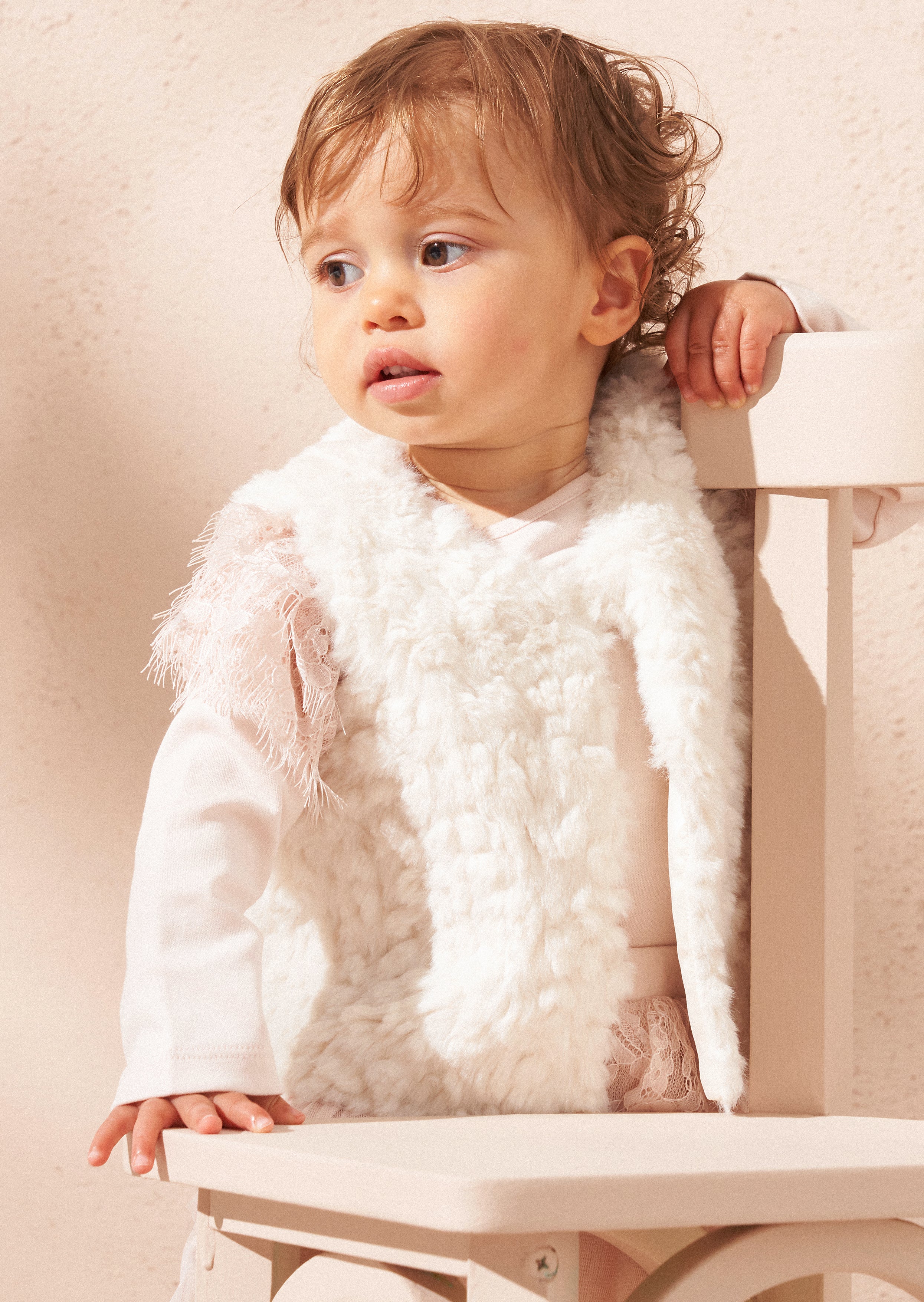 Cici Ecru Kunstpelz Babyweste