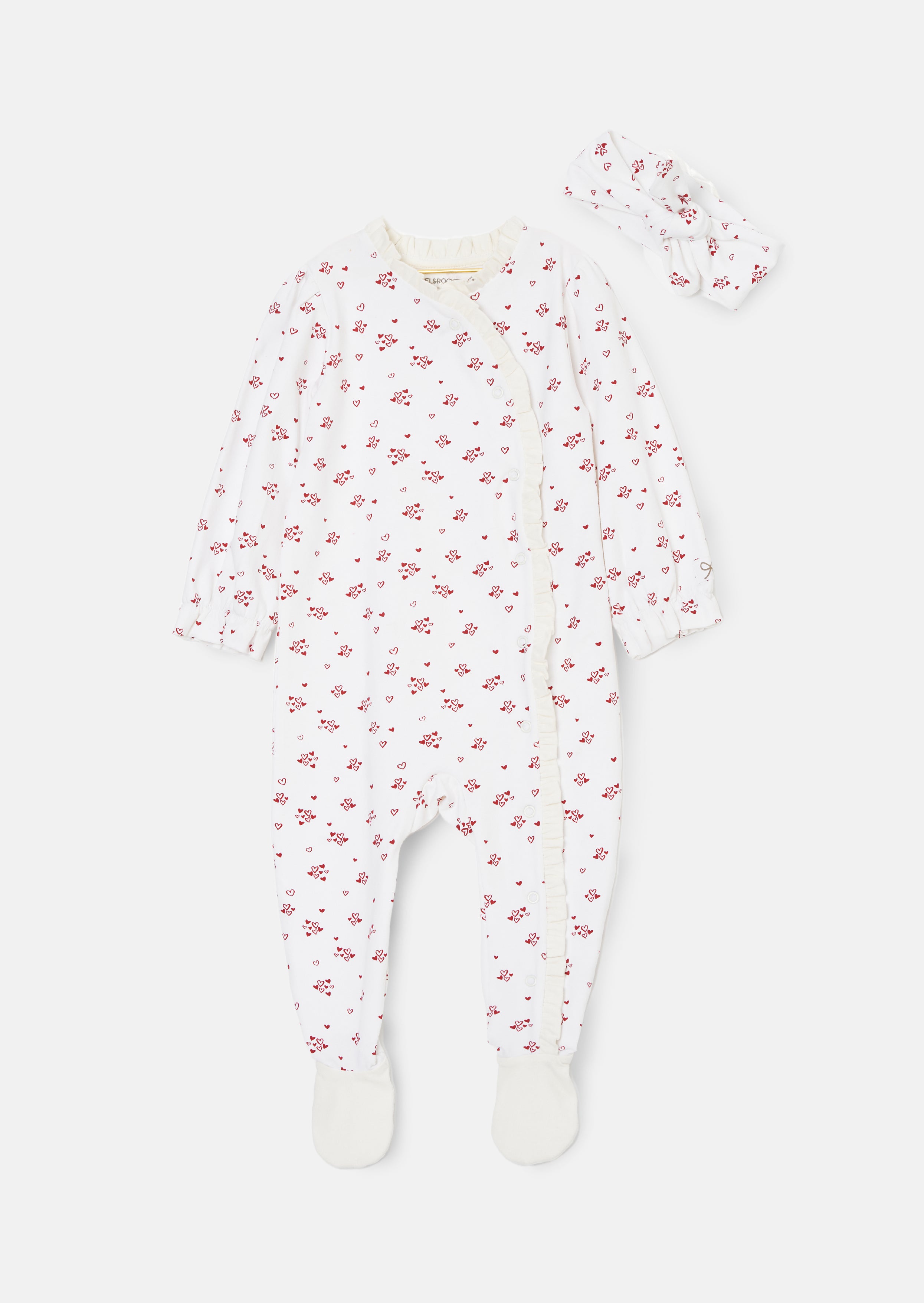 Clemie Weißer Rüschensaum Herz Babygrow