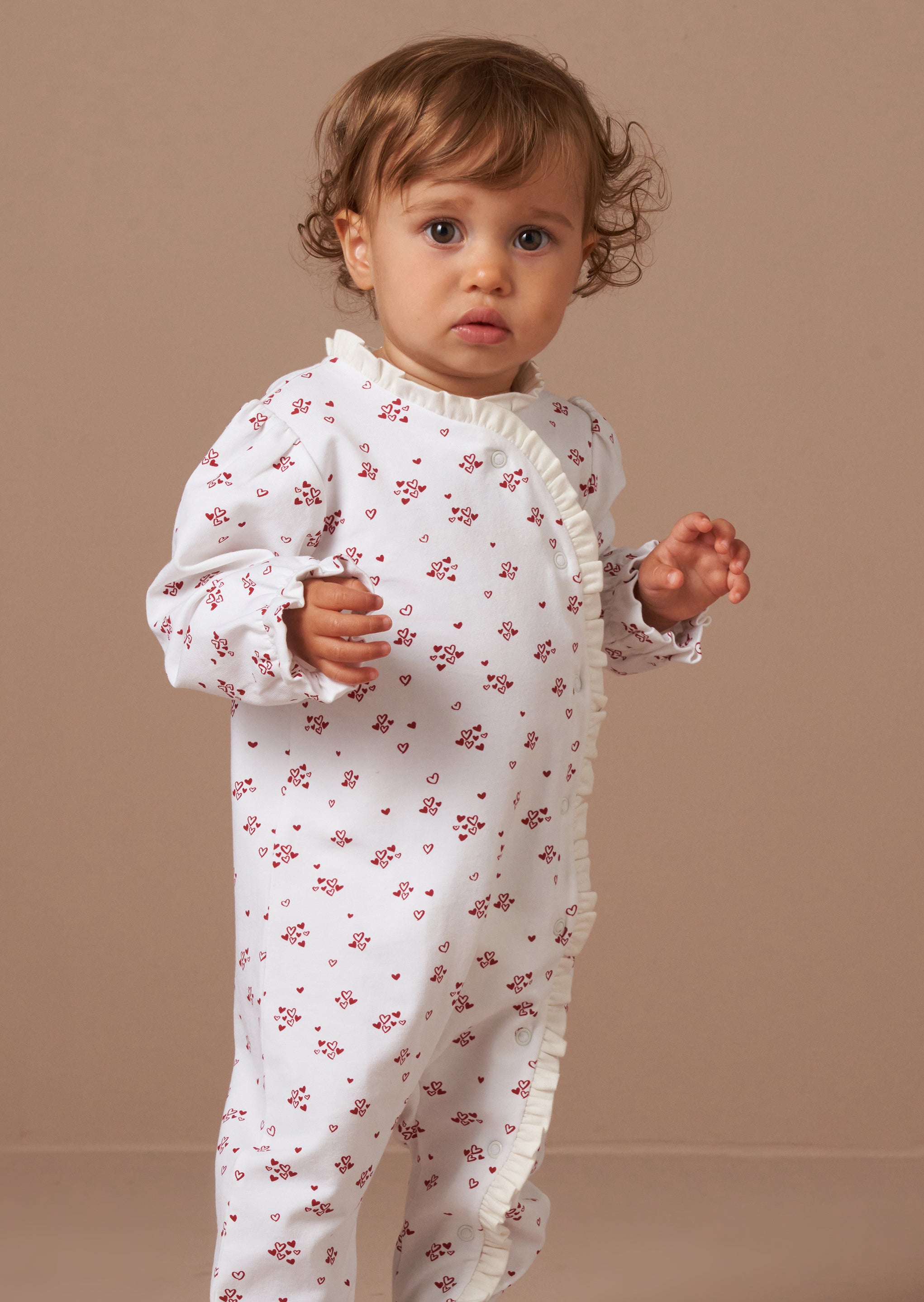 Clemie Weißer Rüschensaum Herz Babygrow