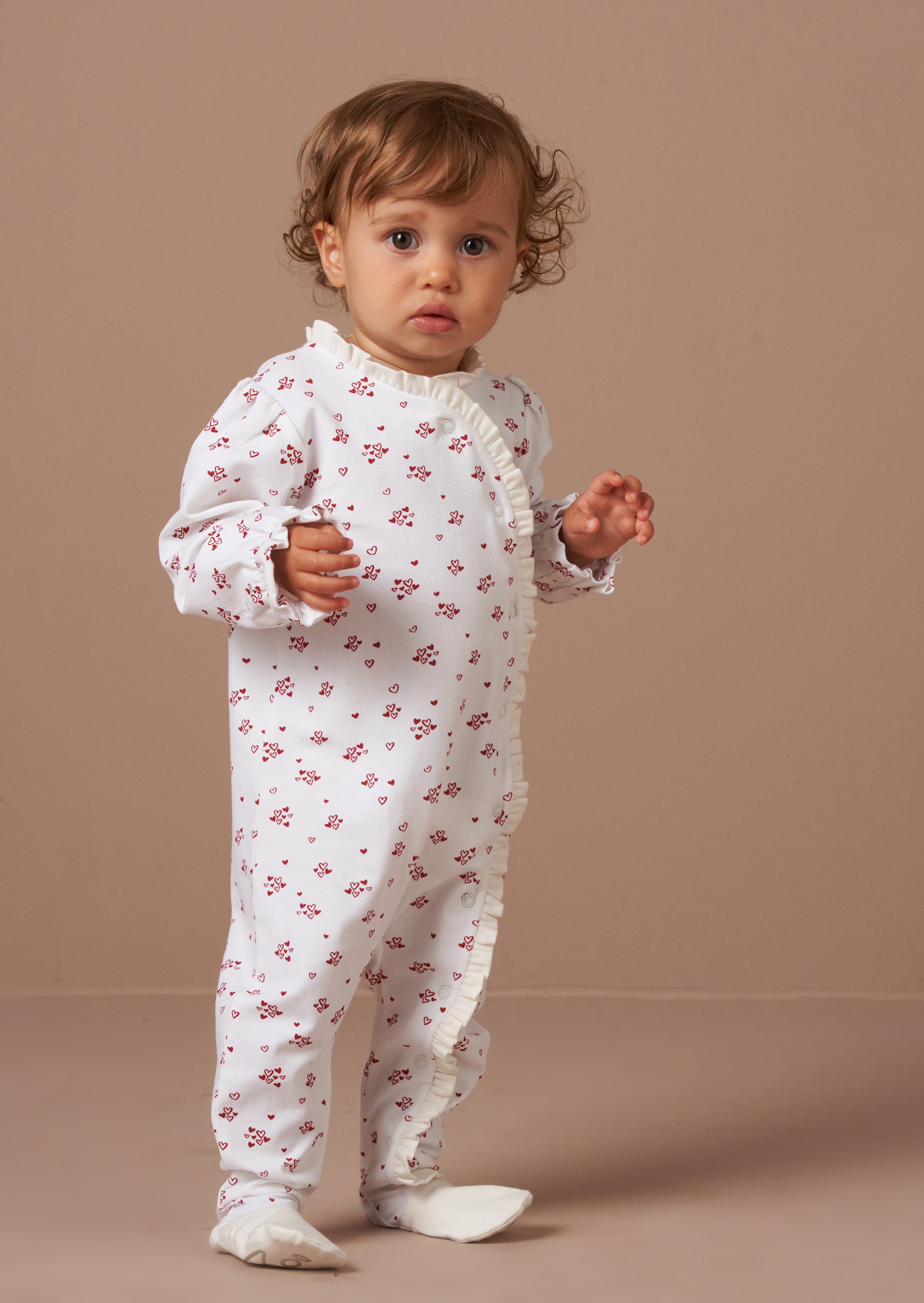 Clemie Weißer Rüschensaum Herz Babygrow