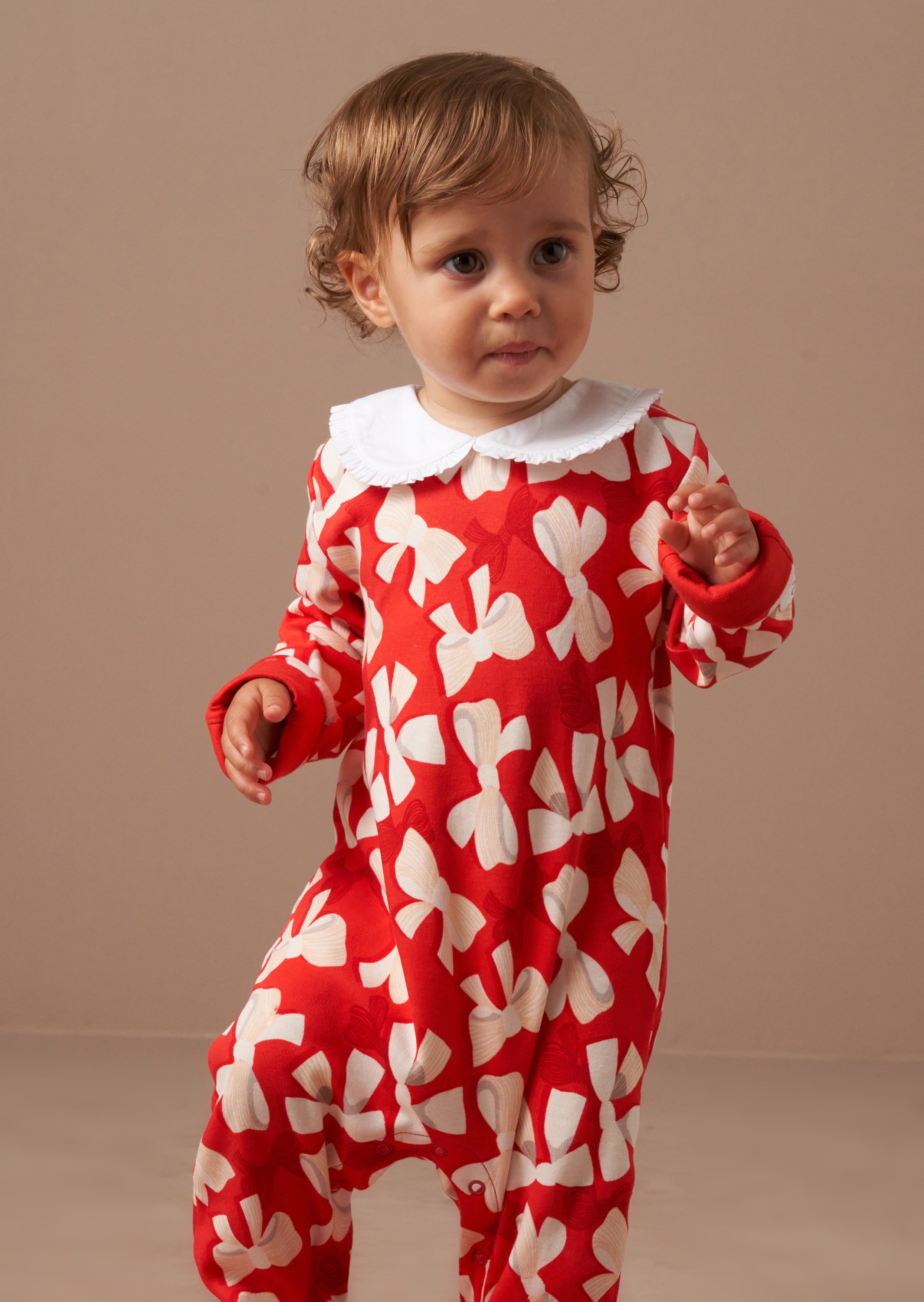 Delphine Roter Peter-Pan-Kragen Babygrow