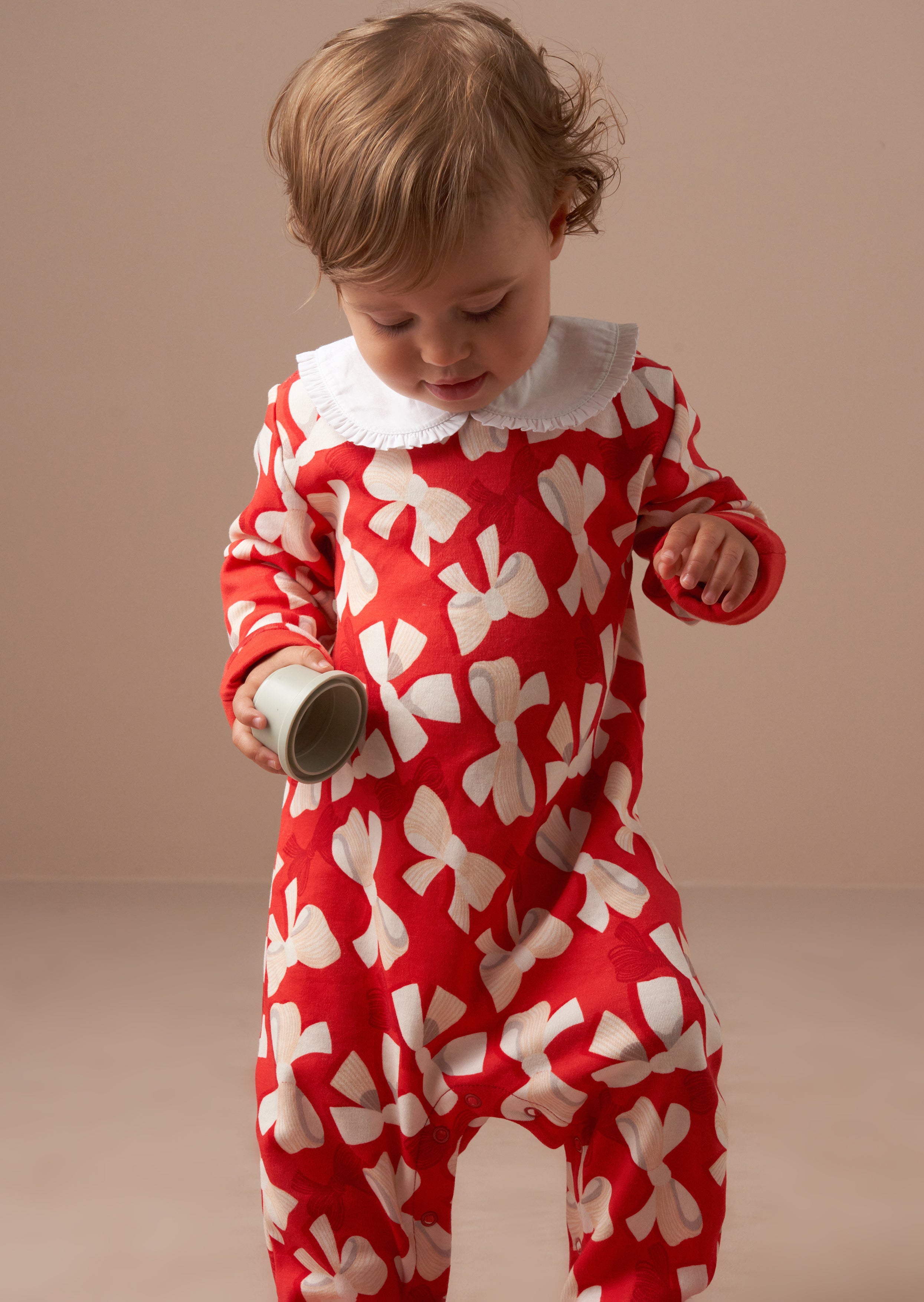 Delphine Roter Peter-Pan-Kragen Babygrow