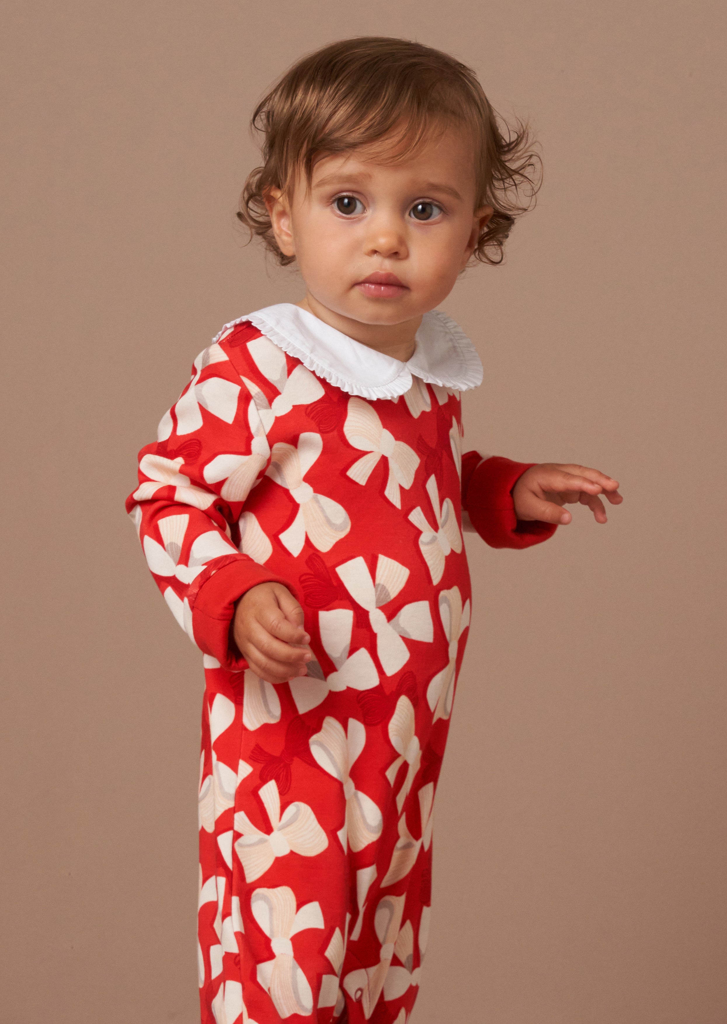 Delphine Roter Peter-Pan-Kragen Babygrow