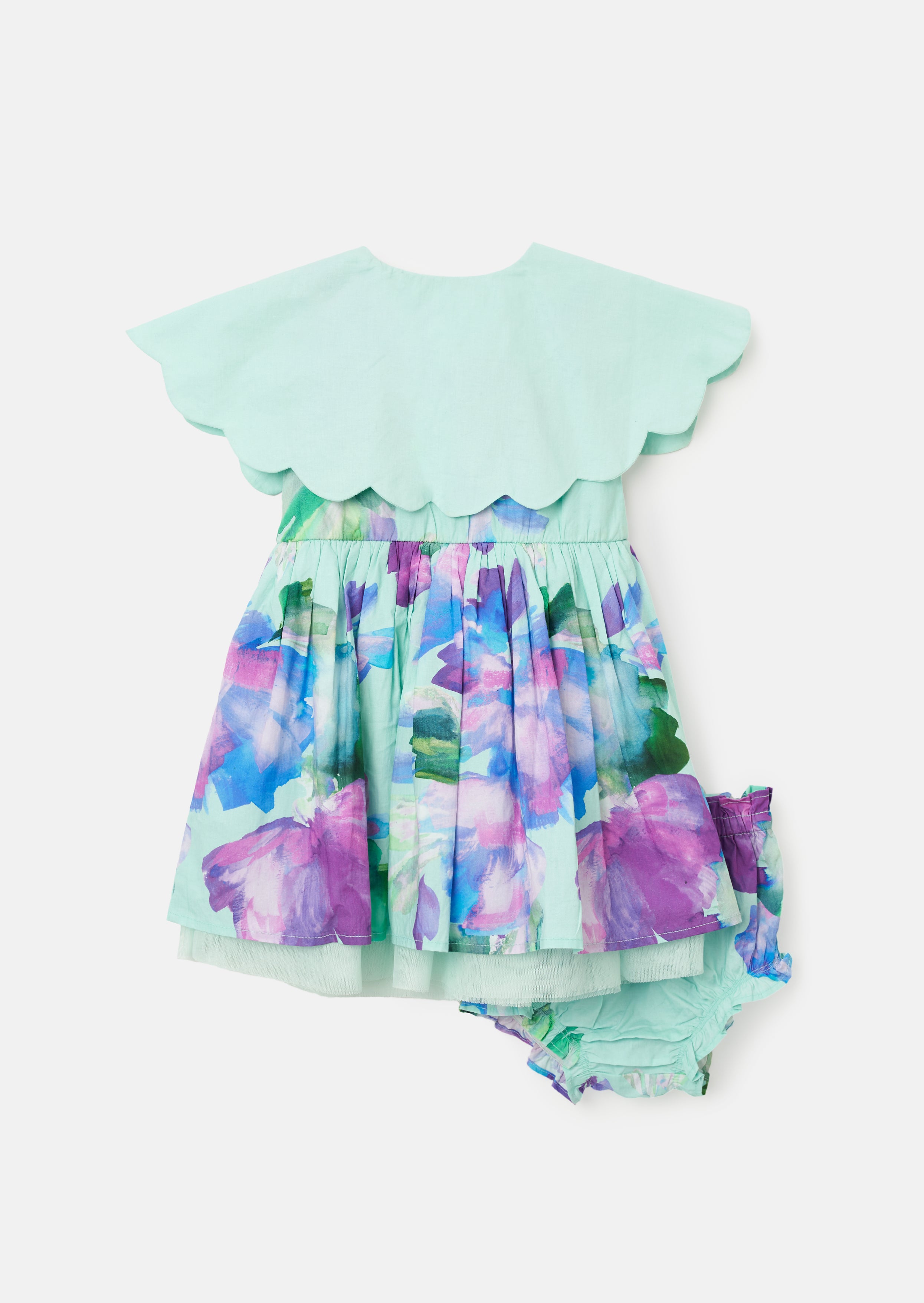 Robe Sybil Mint à col festonné et bloomer imprimé