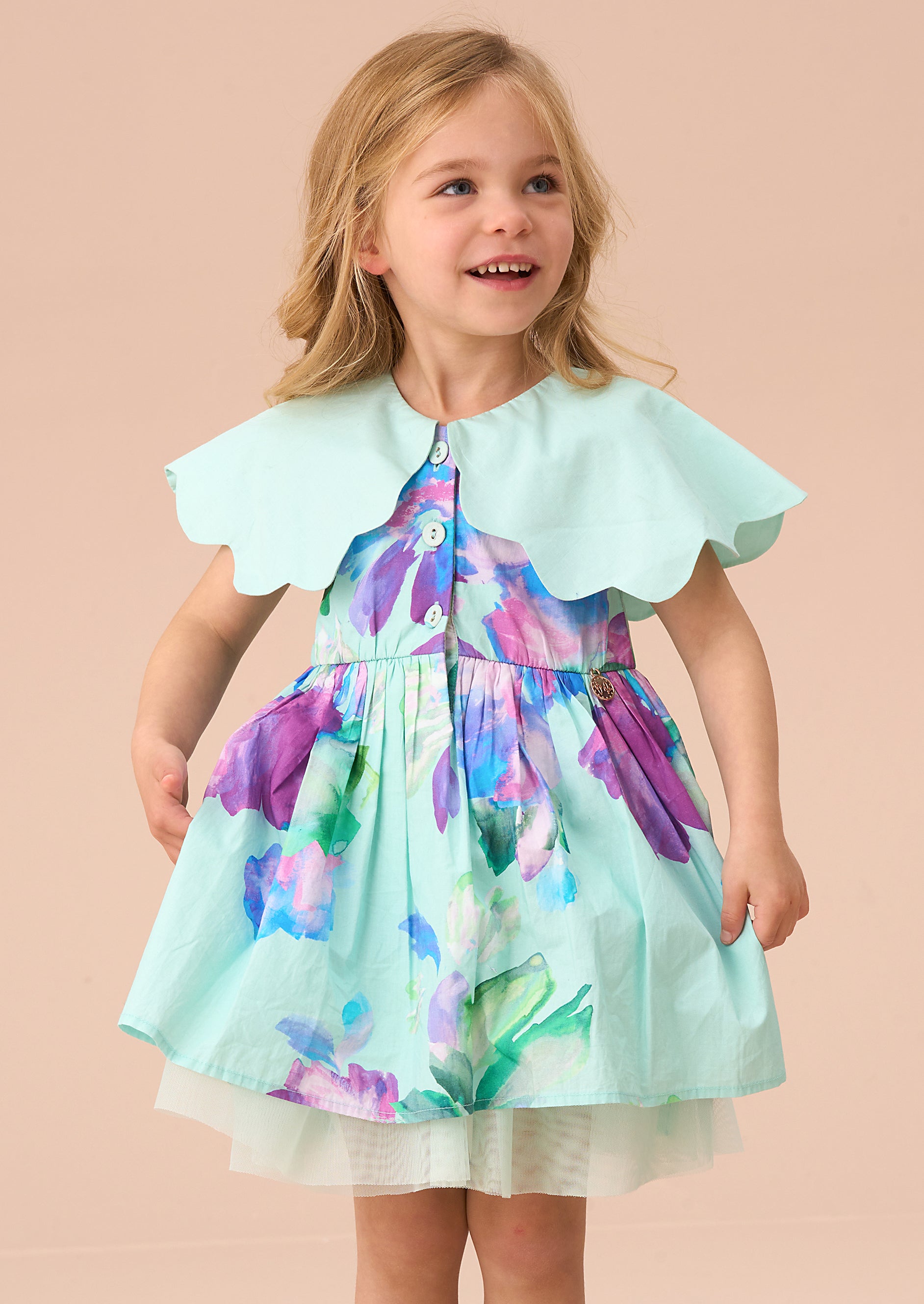 Robe Sybil Mint à col festonné et bloomer imprimé