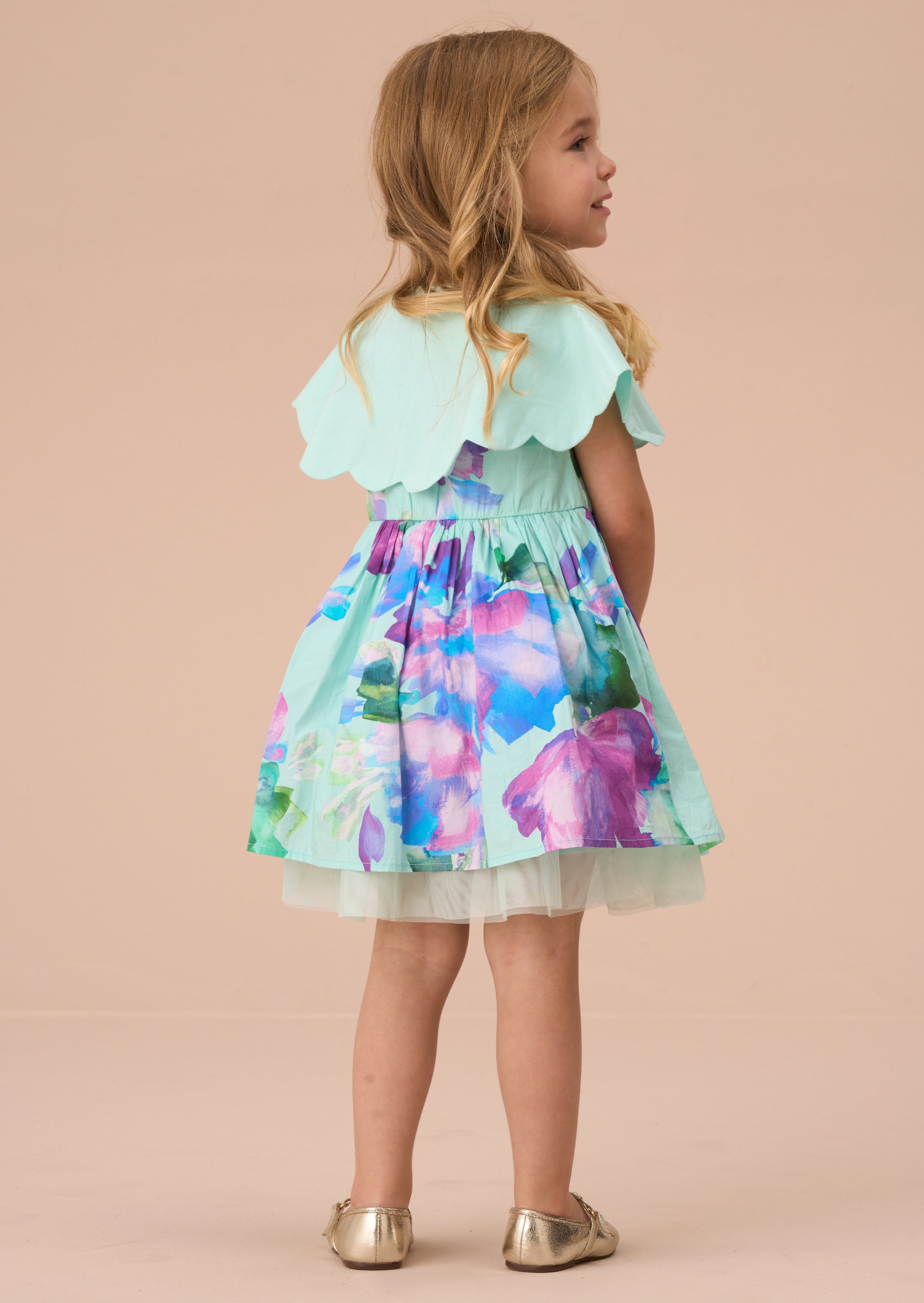 Robe Sybil Mint à col festonné et bloomer imprimé