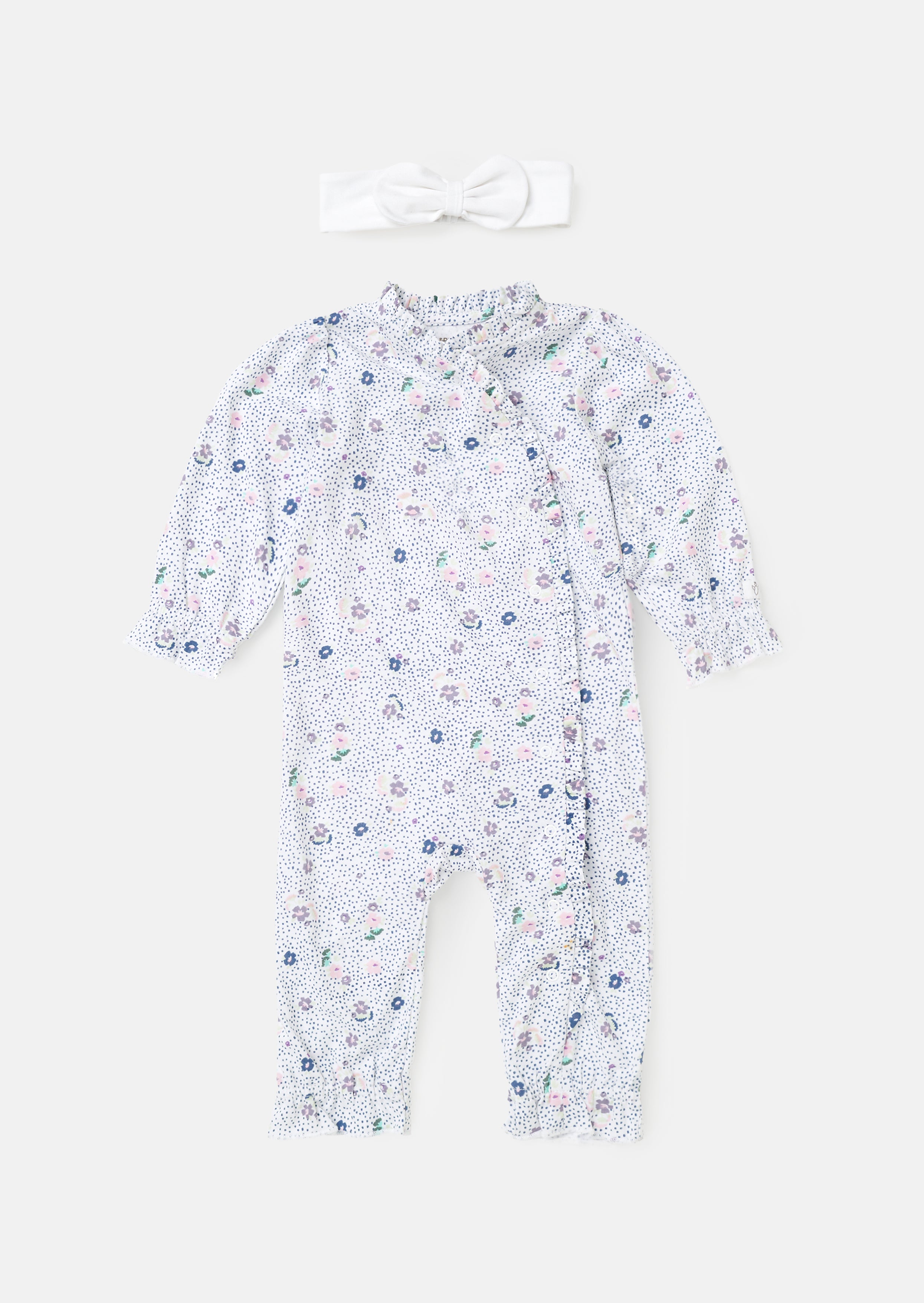 Danni Blue Spot Tutina con Stampa Floreale e Fascia per Capelli