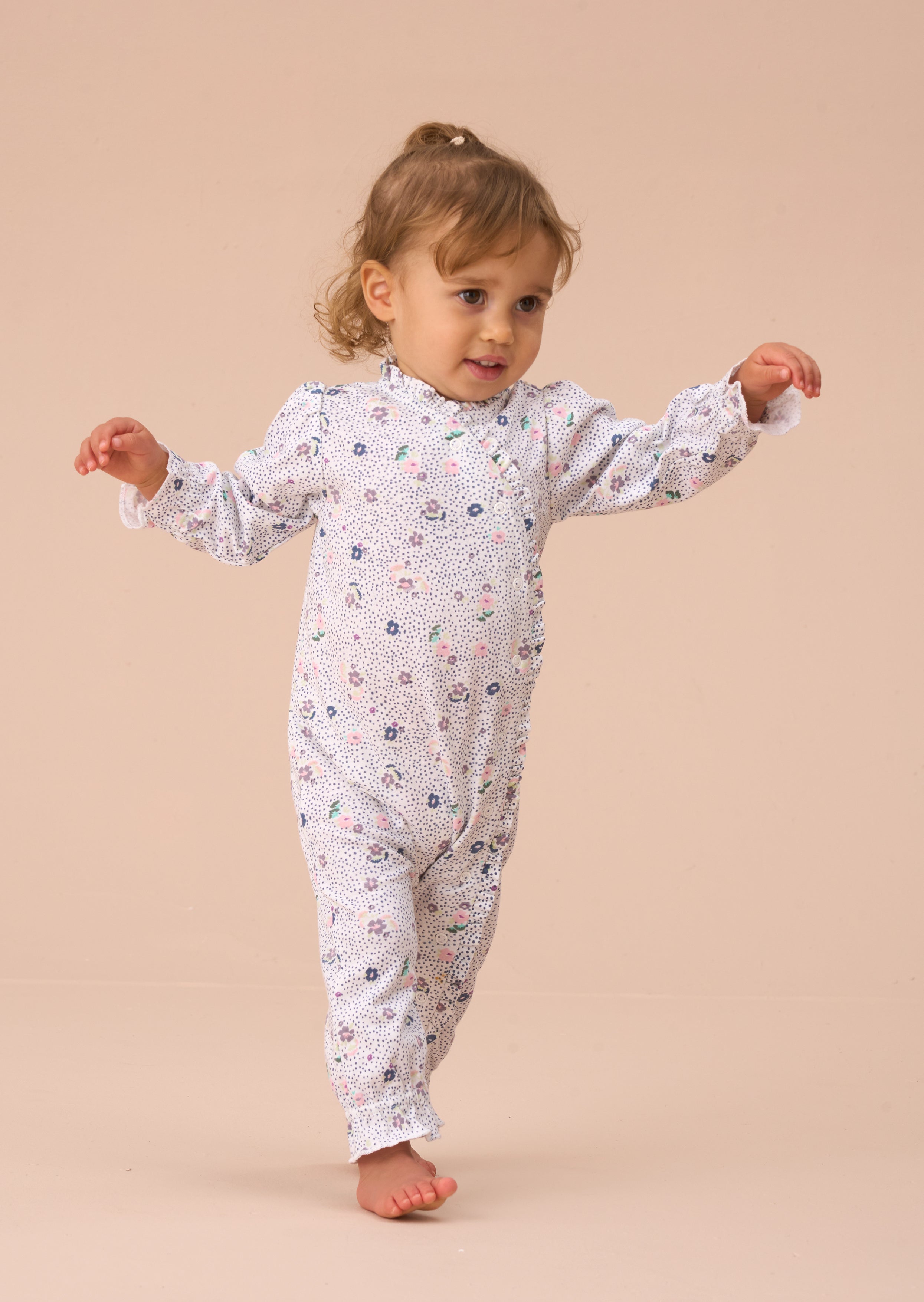 Danni Blue Spot Tutina con Stampa Floreale e Fascia per Capelli