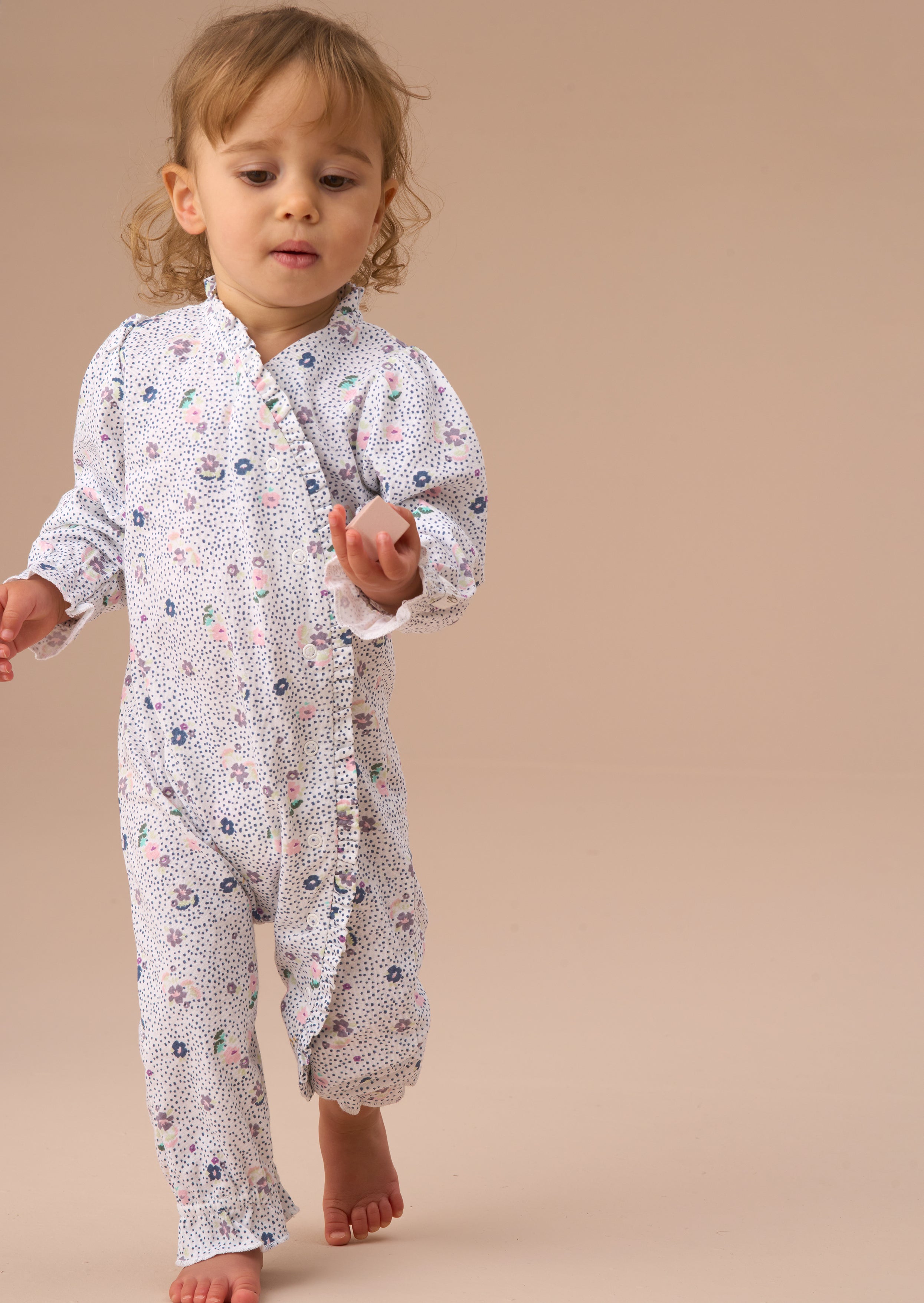 Danni Blue Spot Tutina con Stampa Floreale e Fascia per Capelli