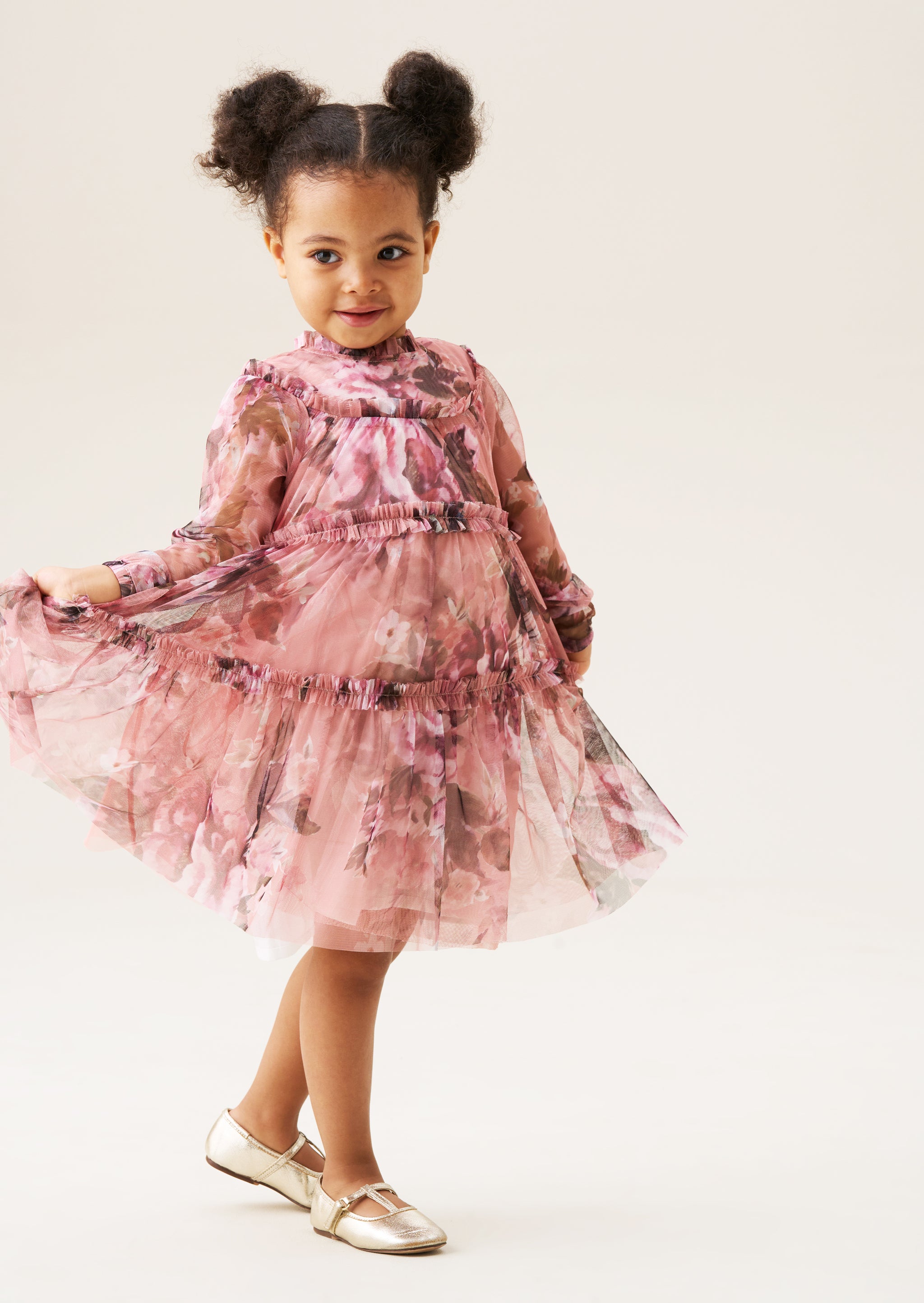 Baby Girls Pink Floral Mesh Occasion Dress | Angel & Rocket