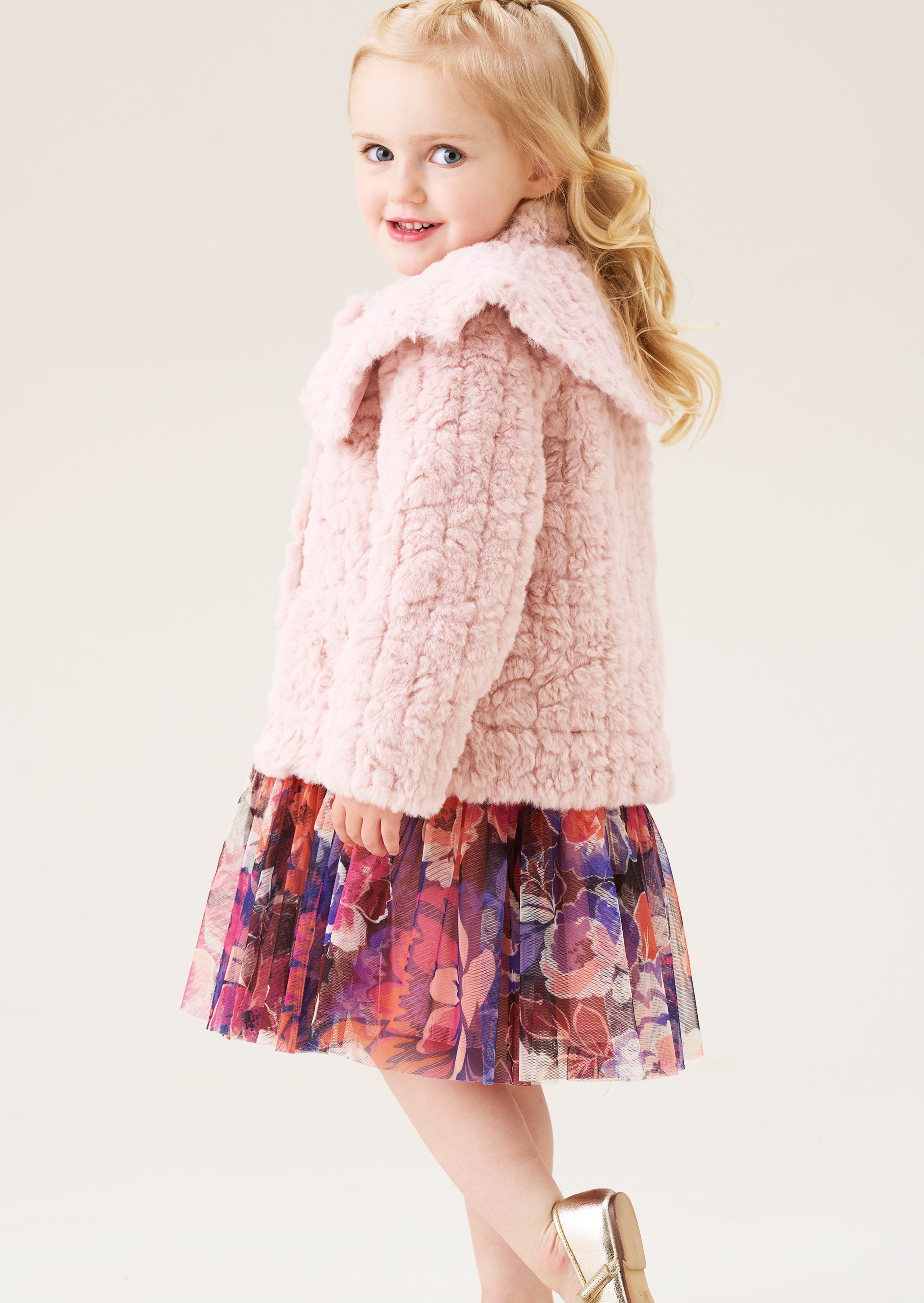 Manteau à col cape en fausse fourrure Cecile