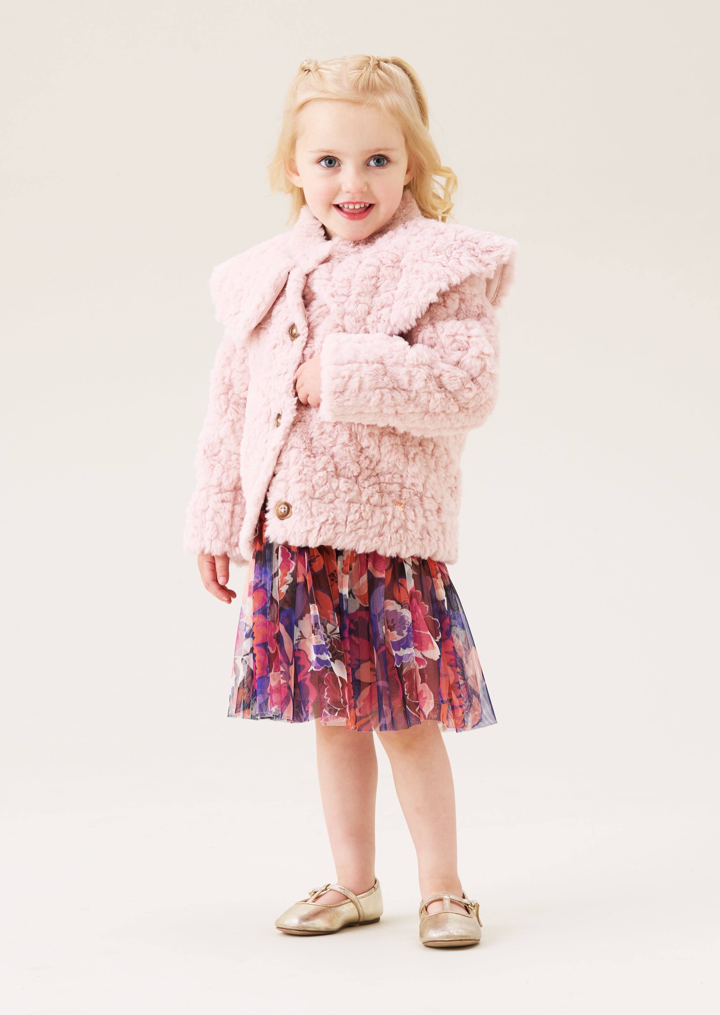 Manteau à col cape en fausse fourrure Cecile