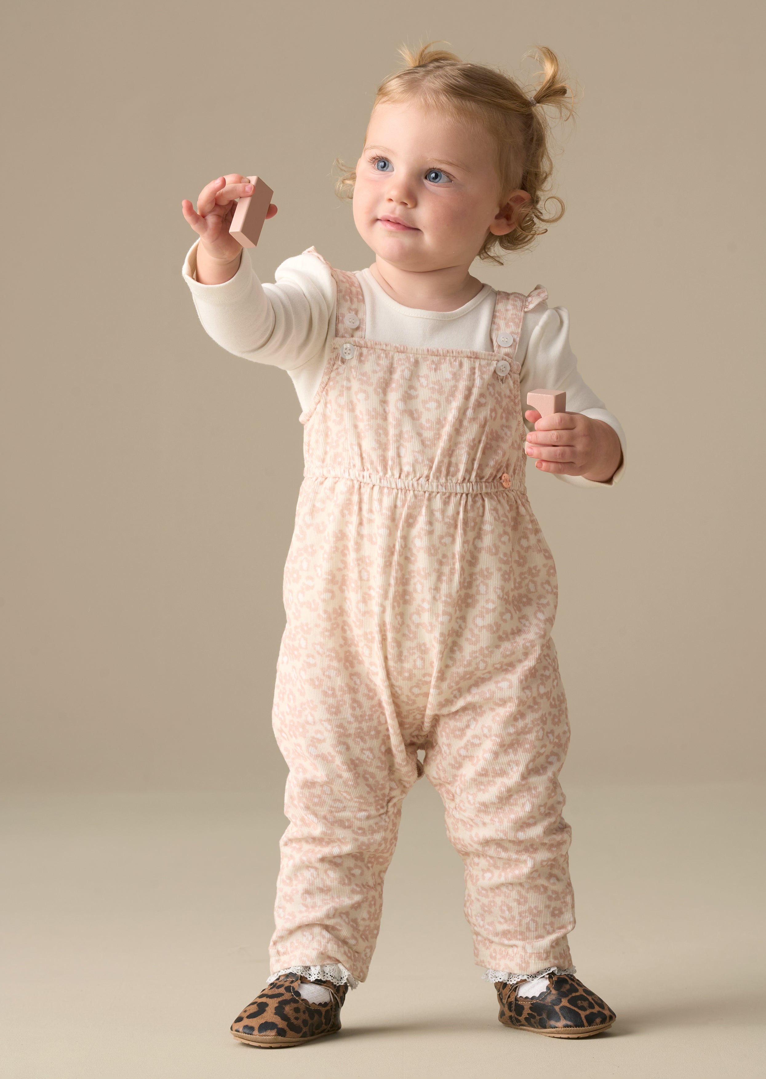 Nellie Animal Print Cord Dungaree & Bodysuit