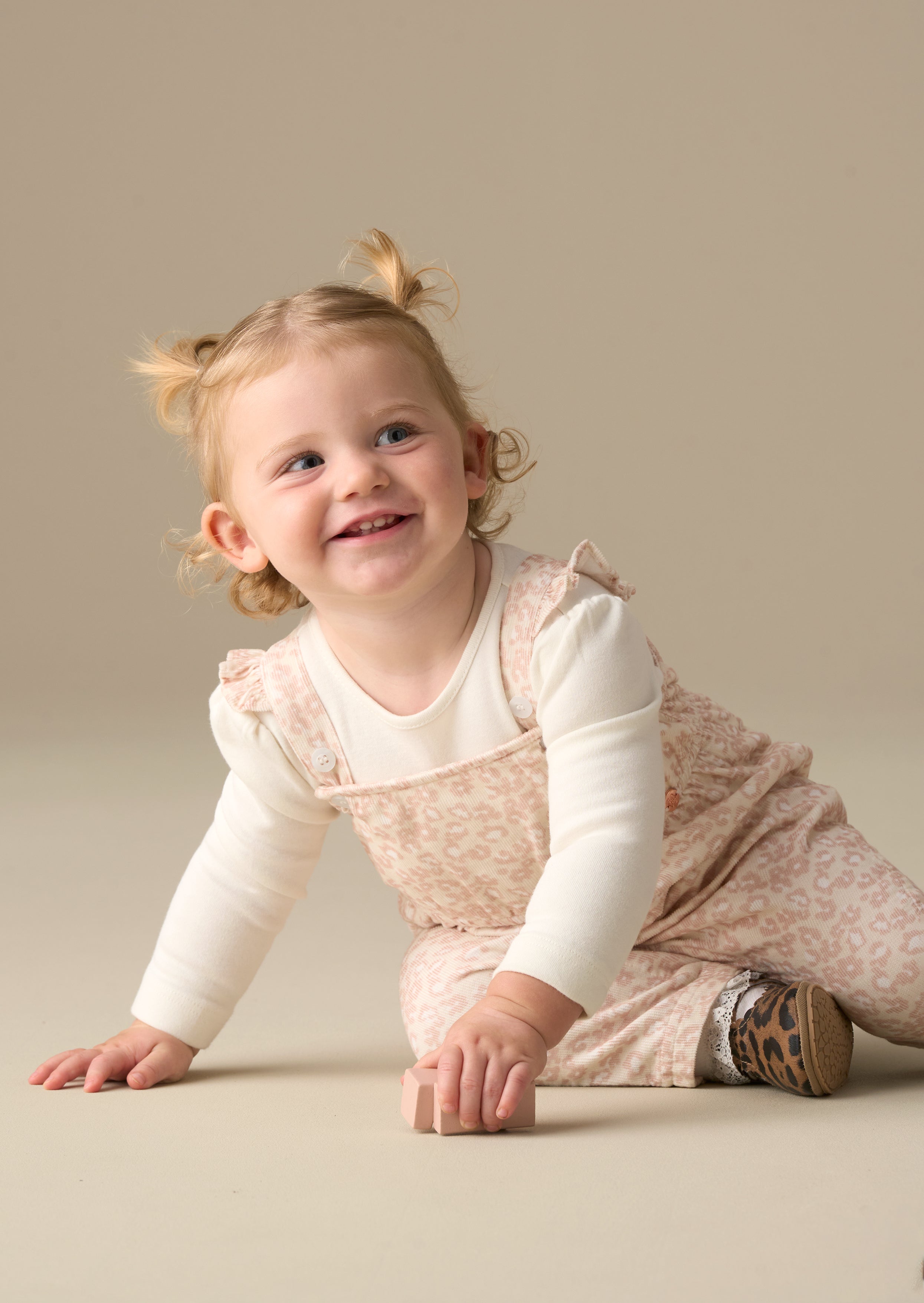 Nellie Animal Print Cord Dungaree & Bodysuit