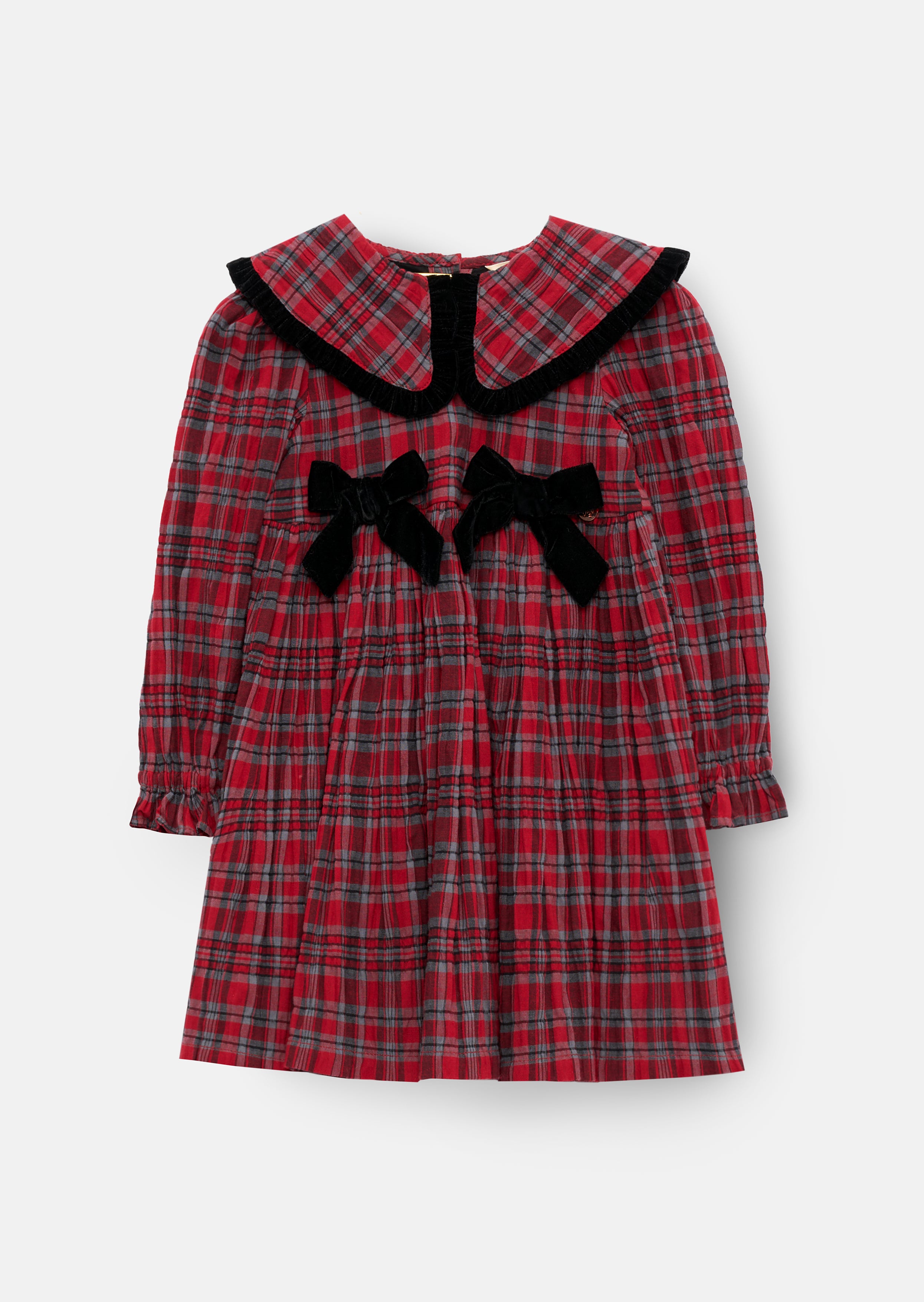Fia Frill Collar Tartan Bow Dress
