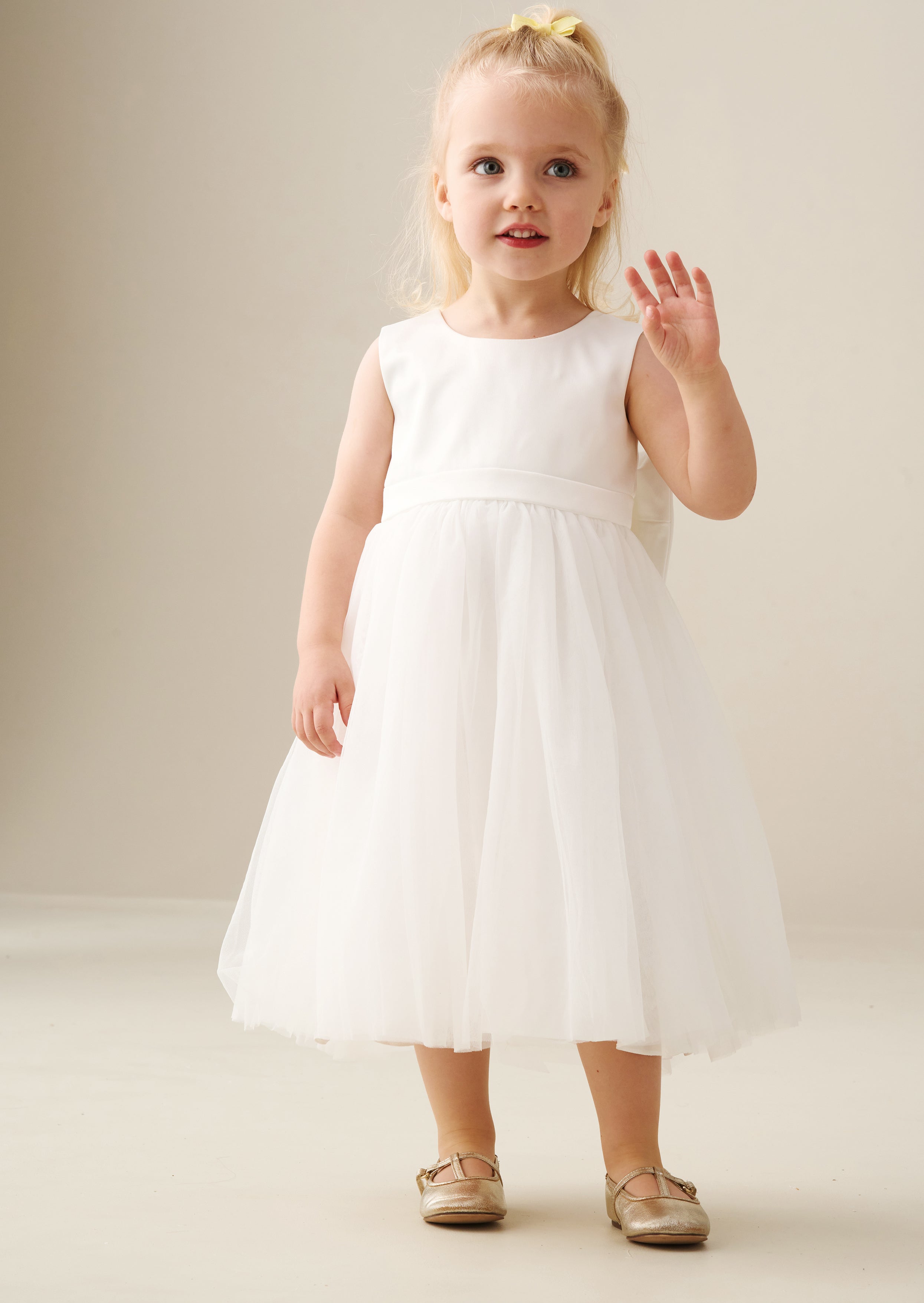 Robe Charlotte Mini blanche ballerine avec nœud