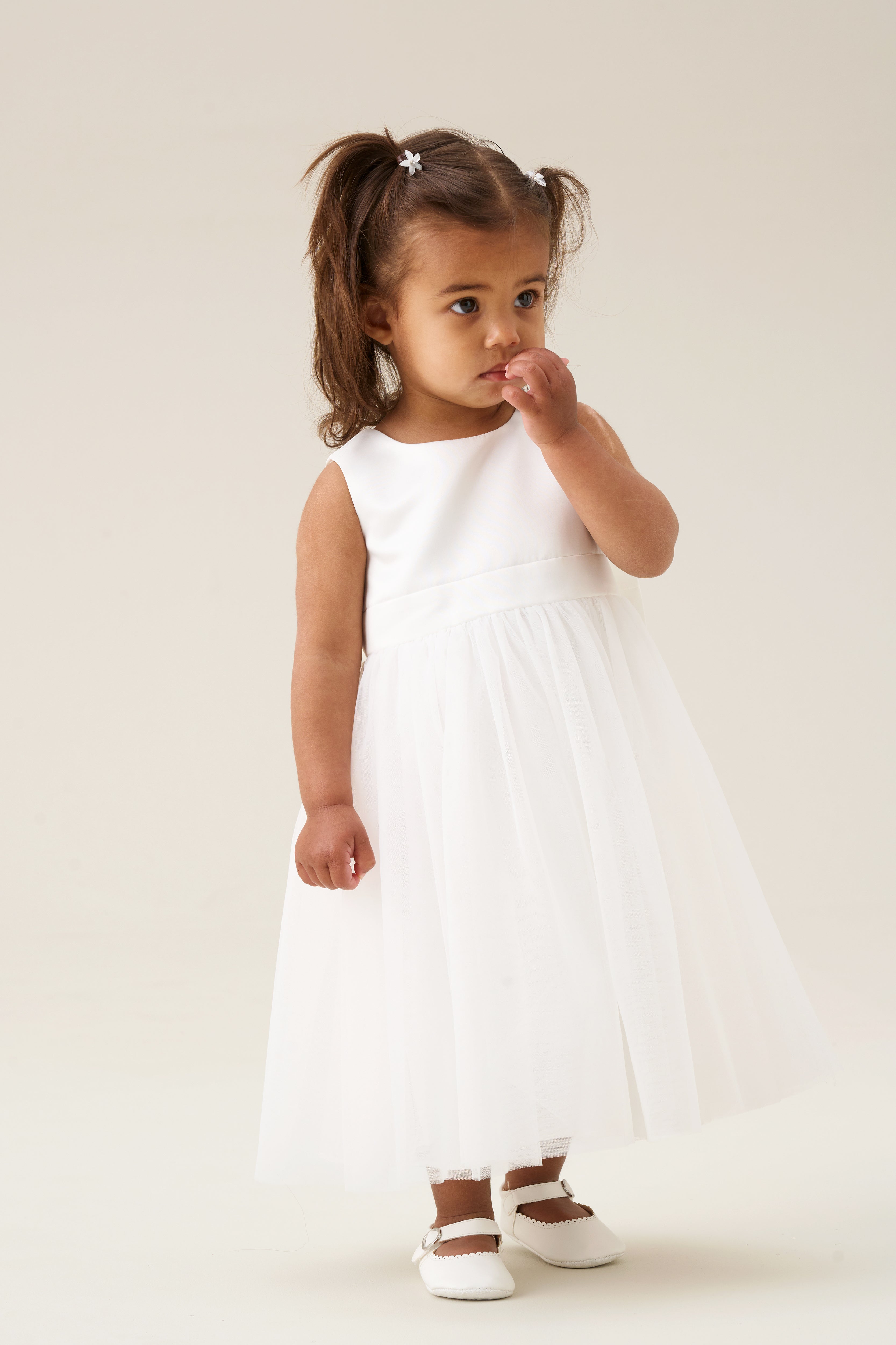 Charlotte Mini White Ballerina Bow Dress