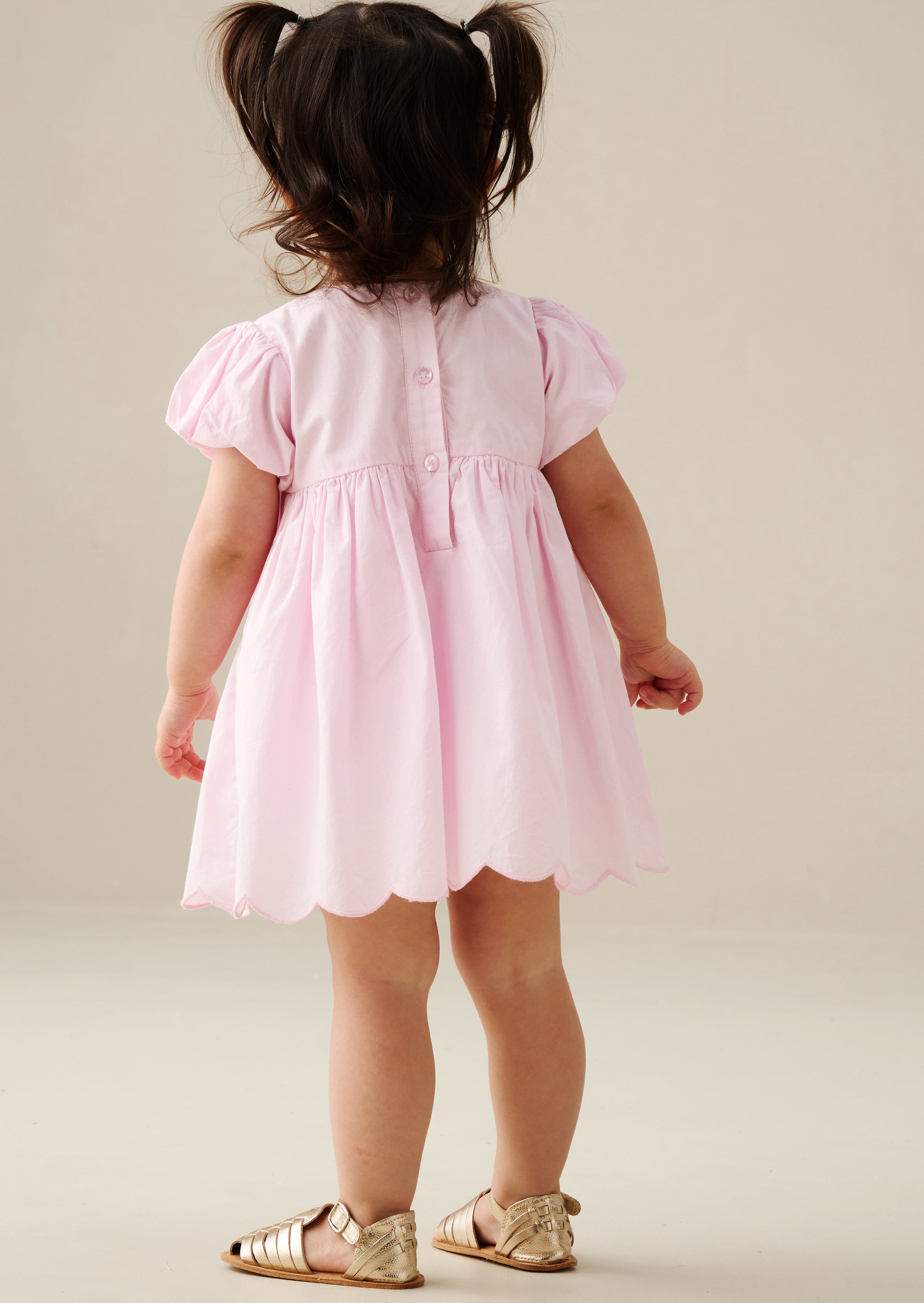 Rosie Bow Puff Sleeve Scalloped Dress And Bloomer