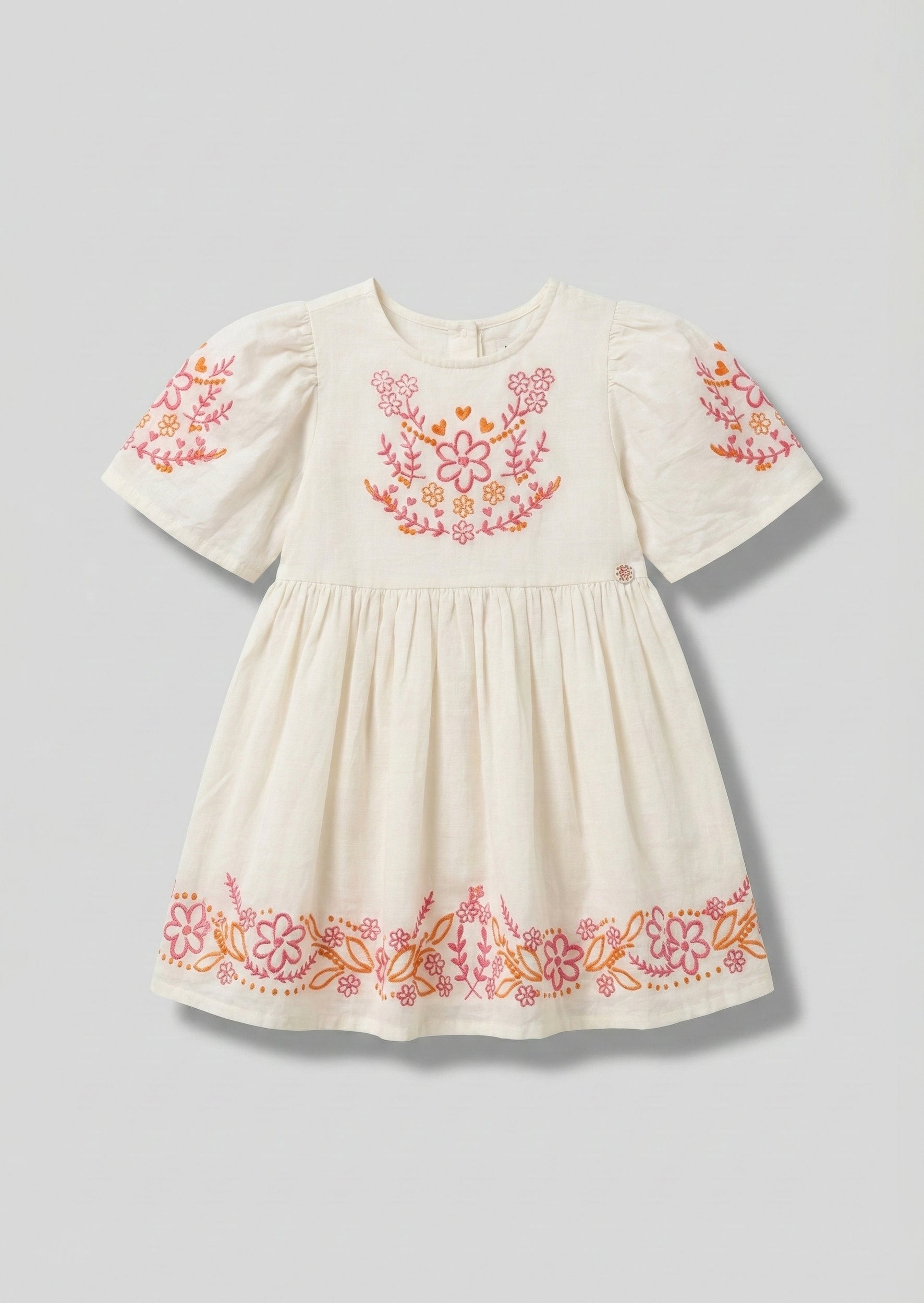 Reyna Natural Embroidered Swing Dress