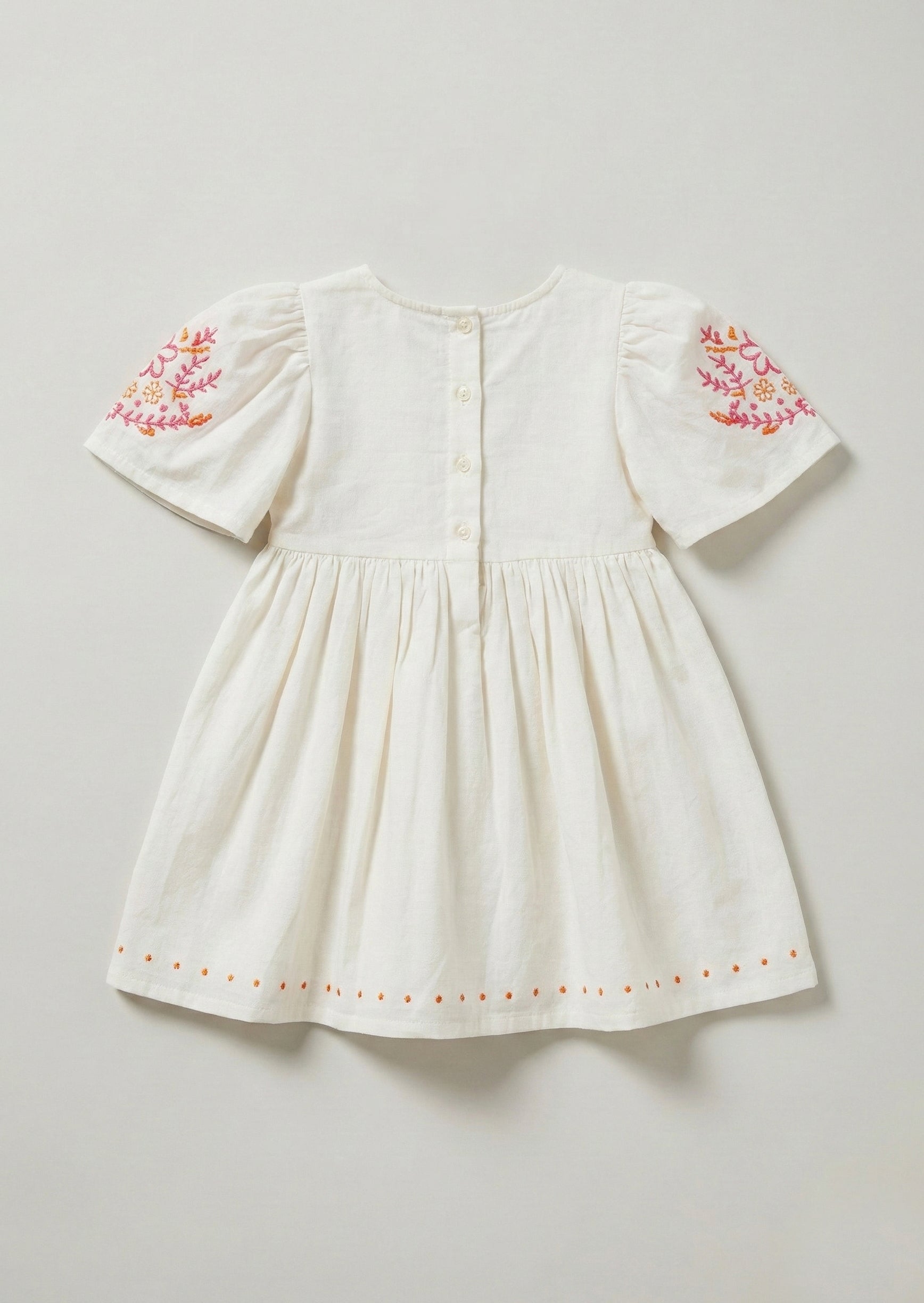 Reyna Natural Embroidered Swing Dress