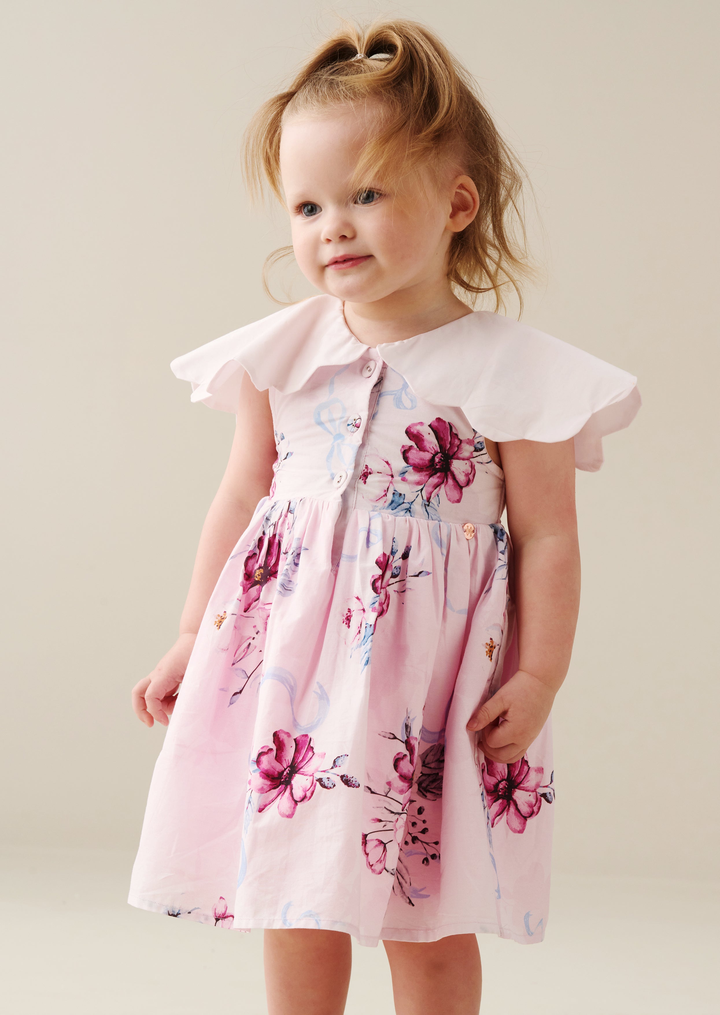 Sybil Pink Scalloped Collar Dress and Bloomer