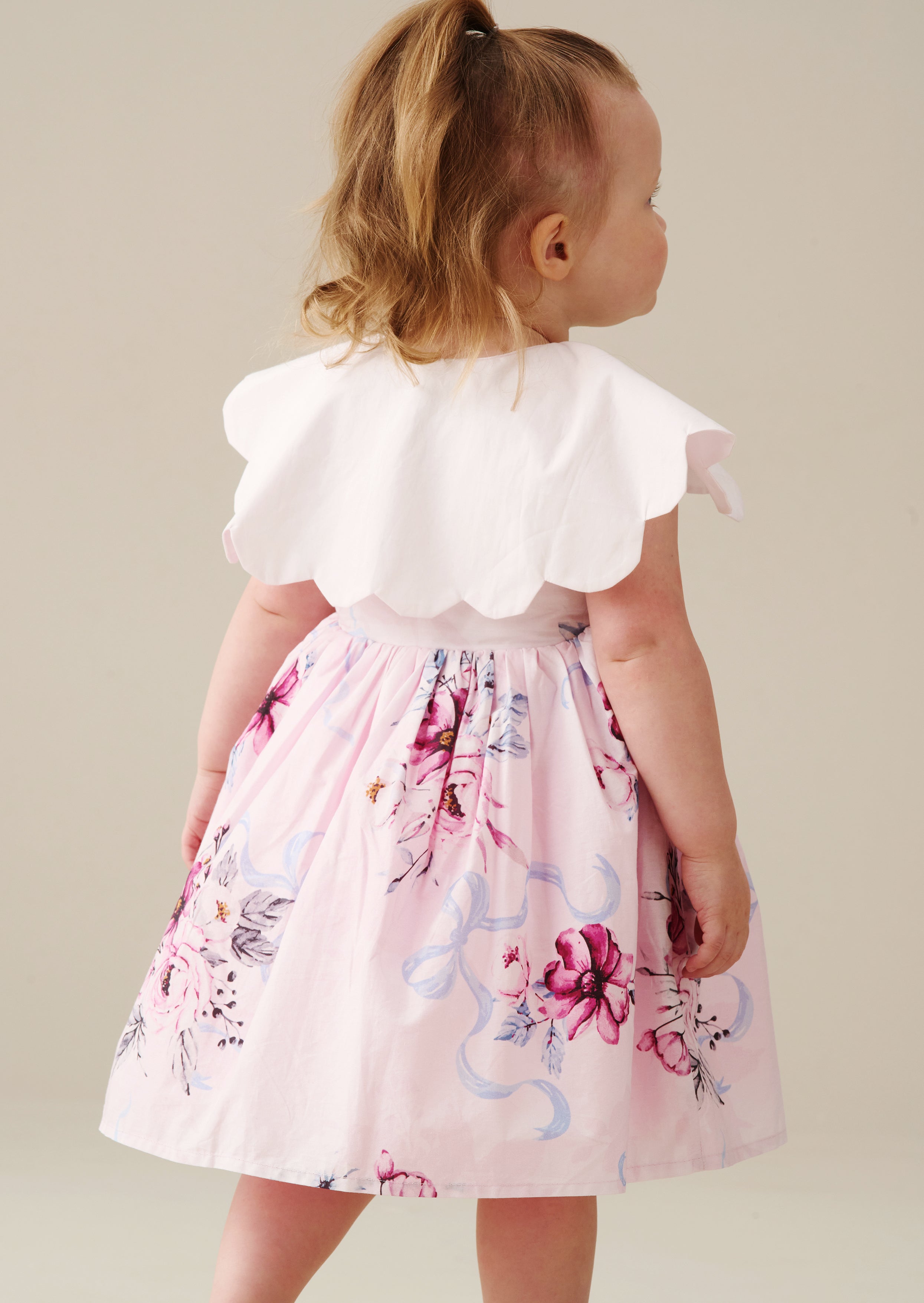 Sybil Pink Scalloped Collar Dress and Bloomer