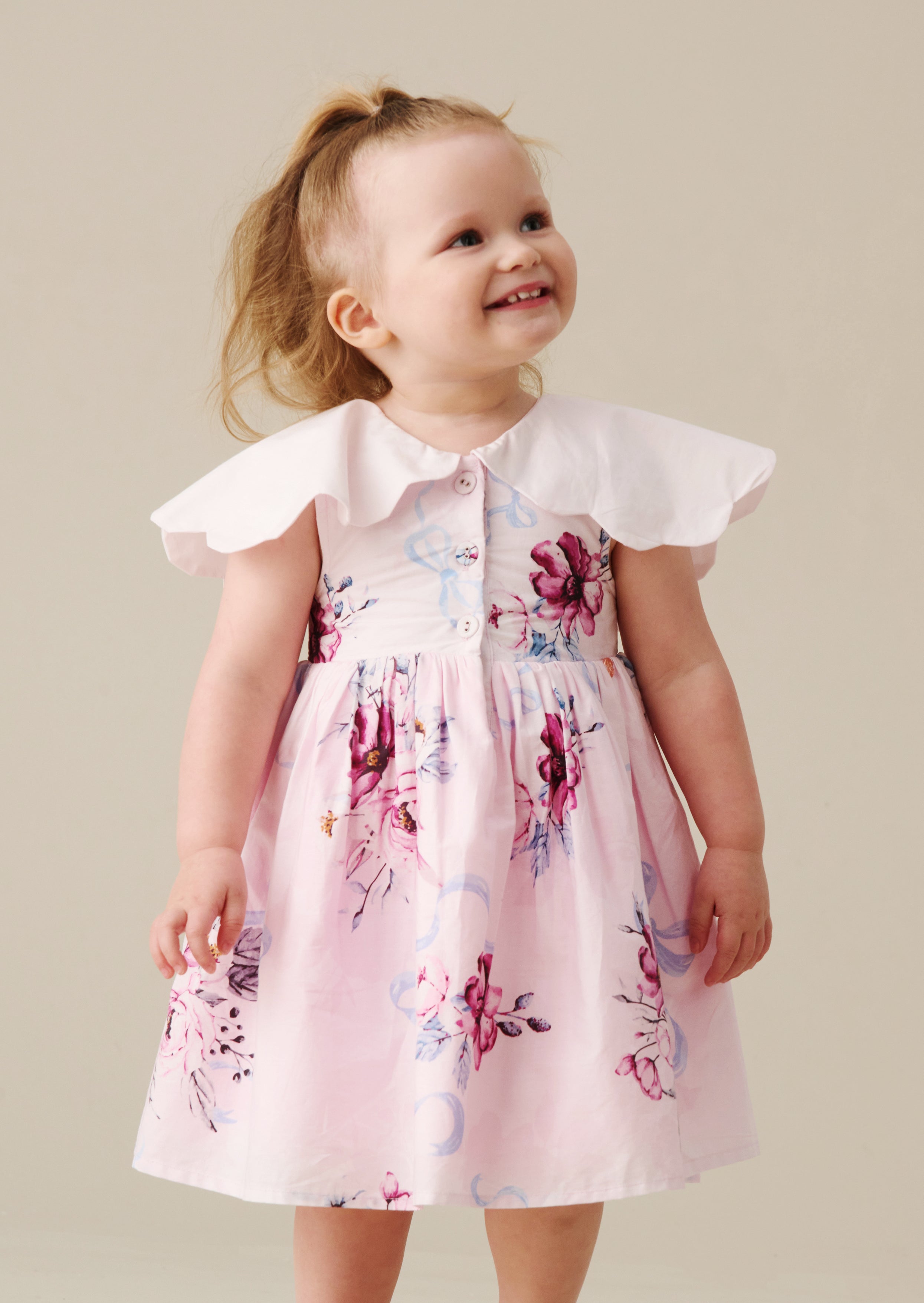 Sybil Pink Scalloped Collar Dress and Bloomer