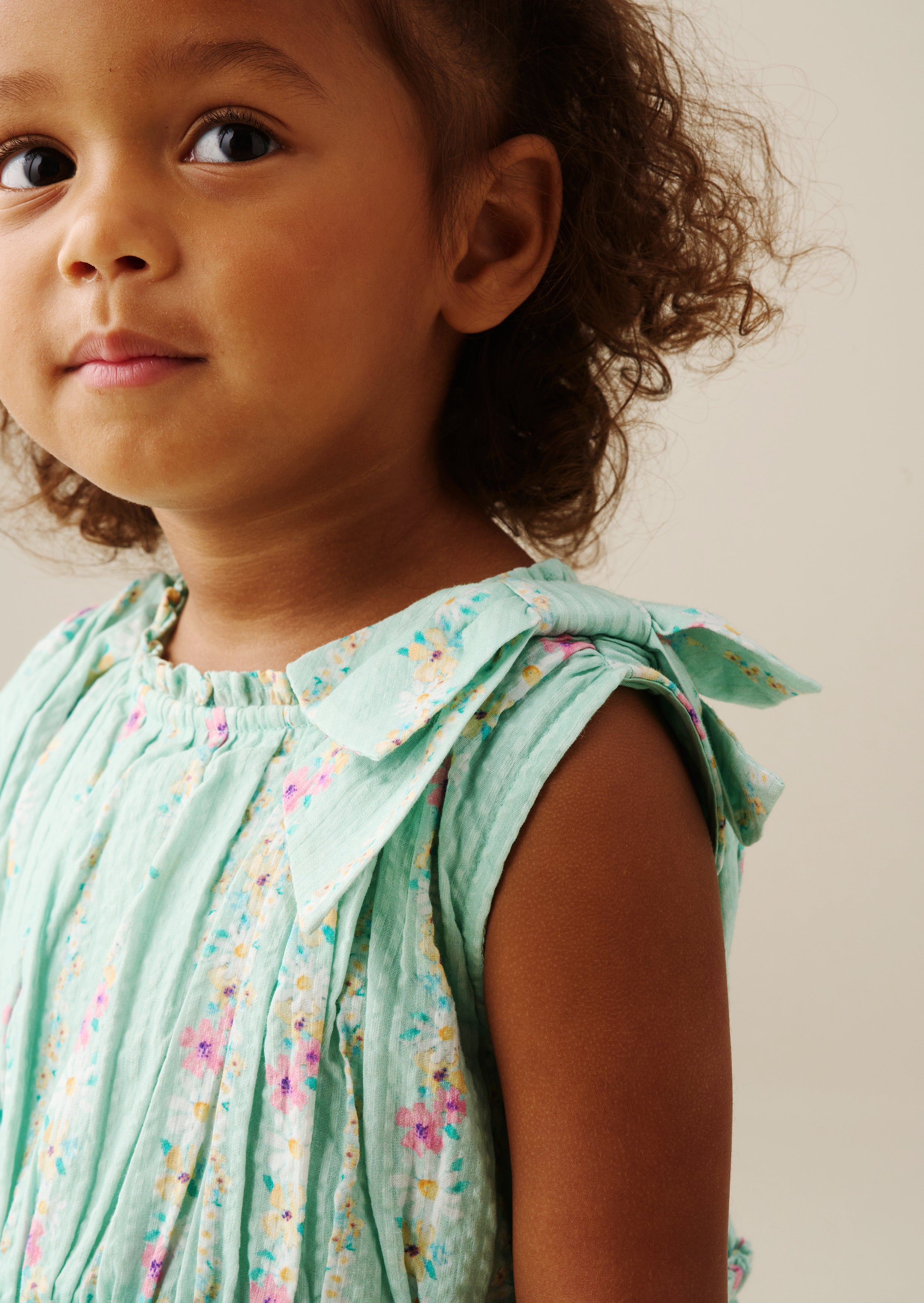 Gianna Floral Stripe Bow Shoulder Dress