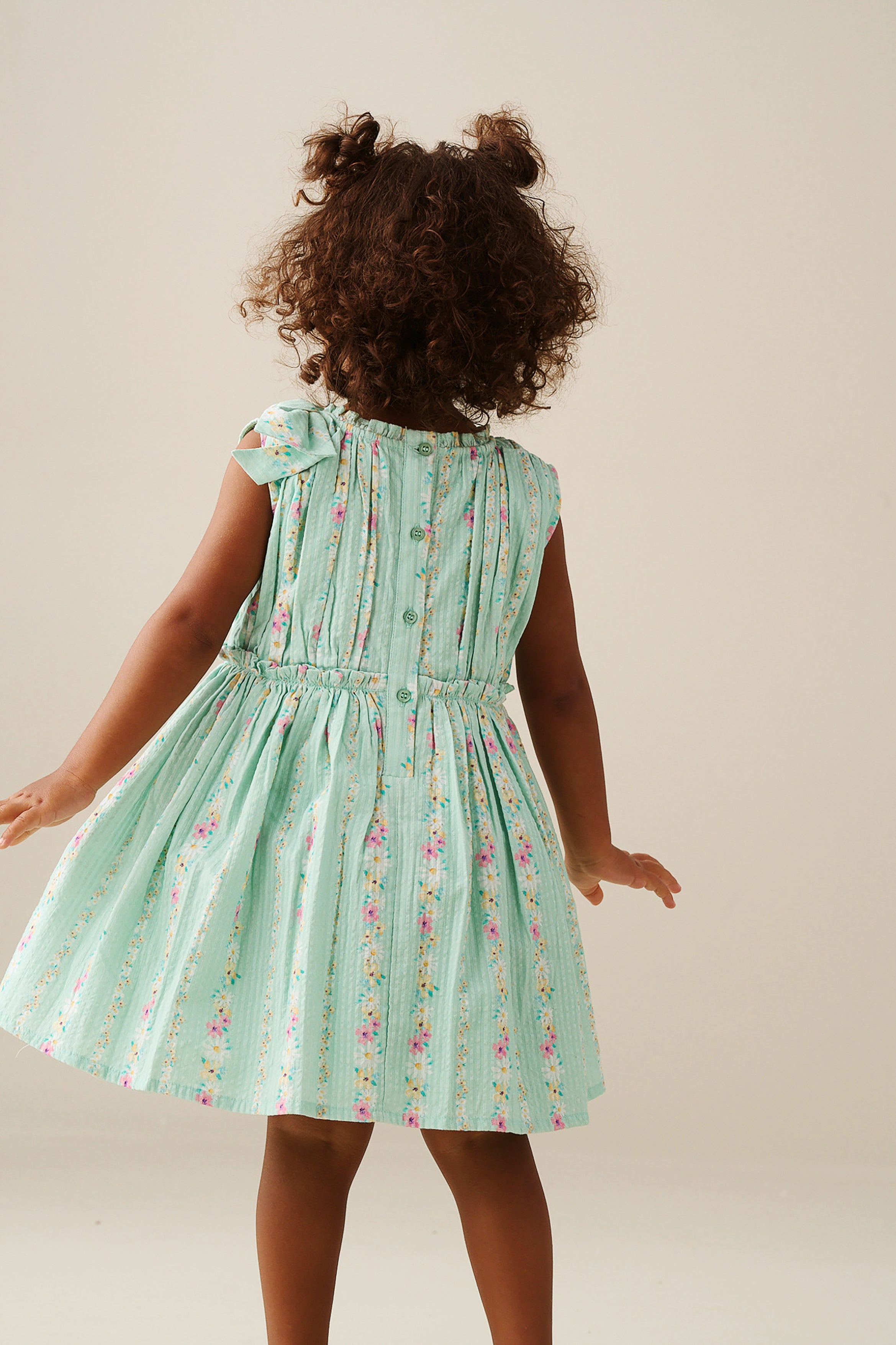 Gianna Floral Stripe Bow Shoulder Dress