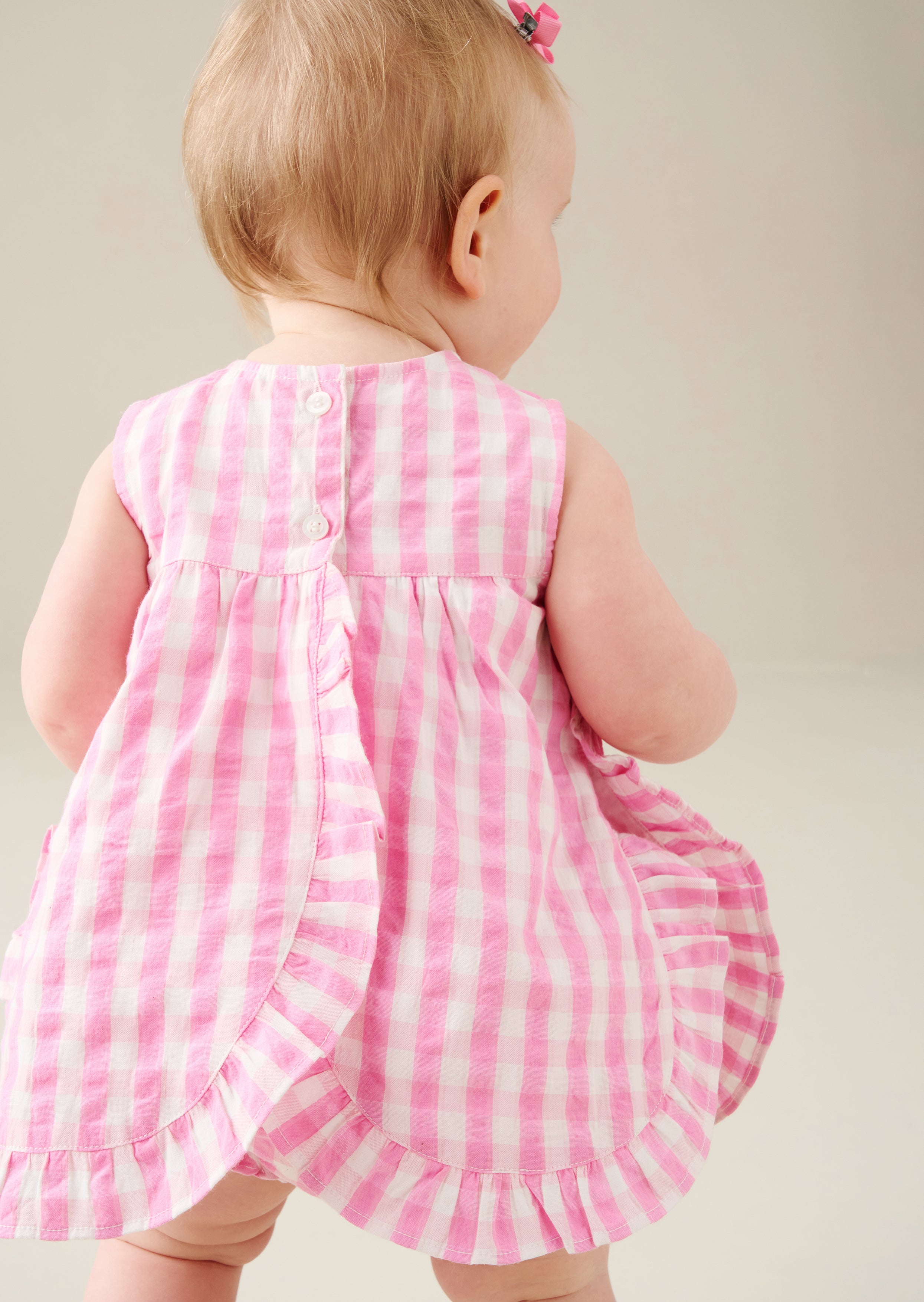 Percy Gingham Frill Dress And Bloomer