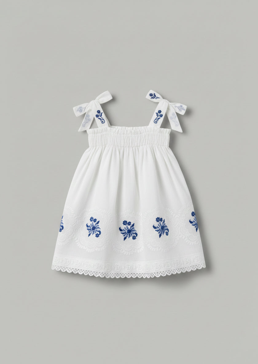 שמלת אלסיה רקומה עם קצוות גליים