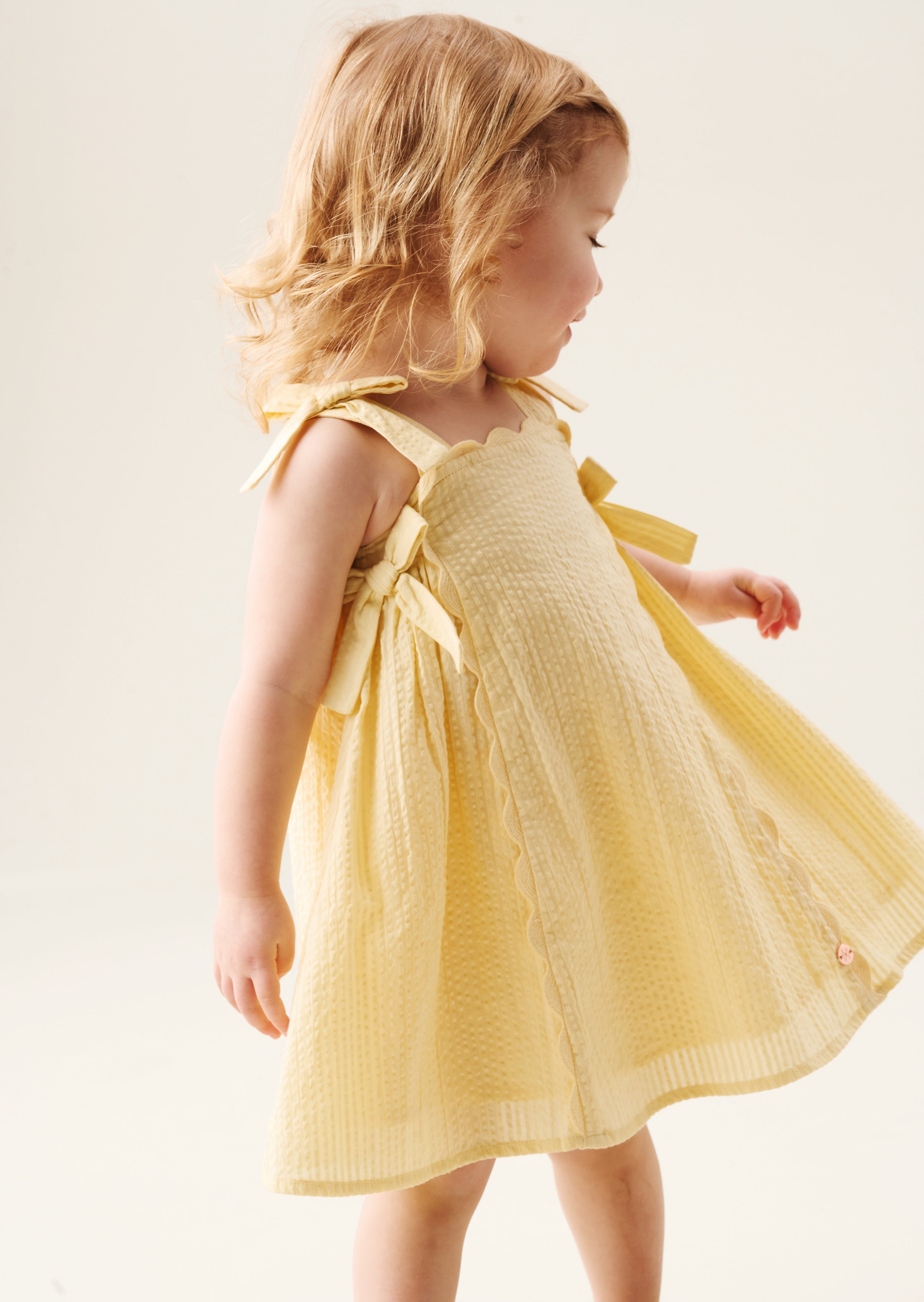 Matilda Yellow Scalloped Bow Dress