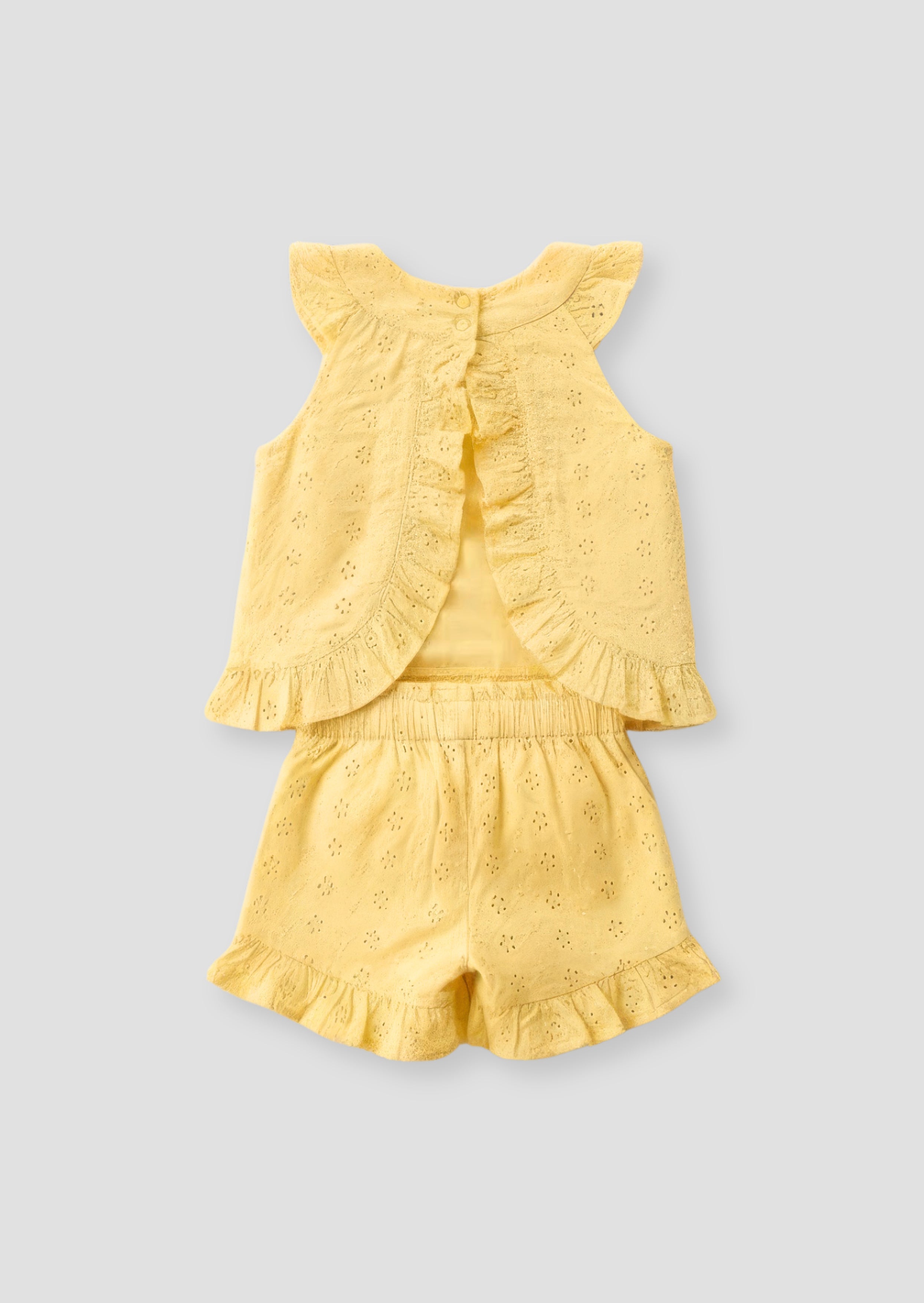 Conjunto de blusa con volantes y pantalones cortos Leona Broderie