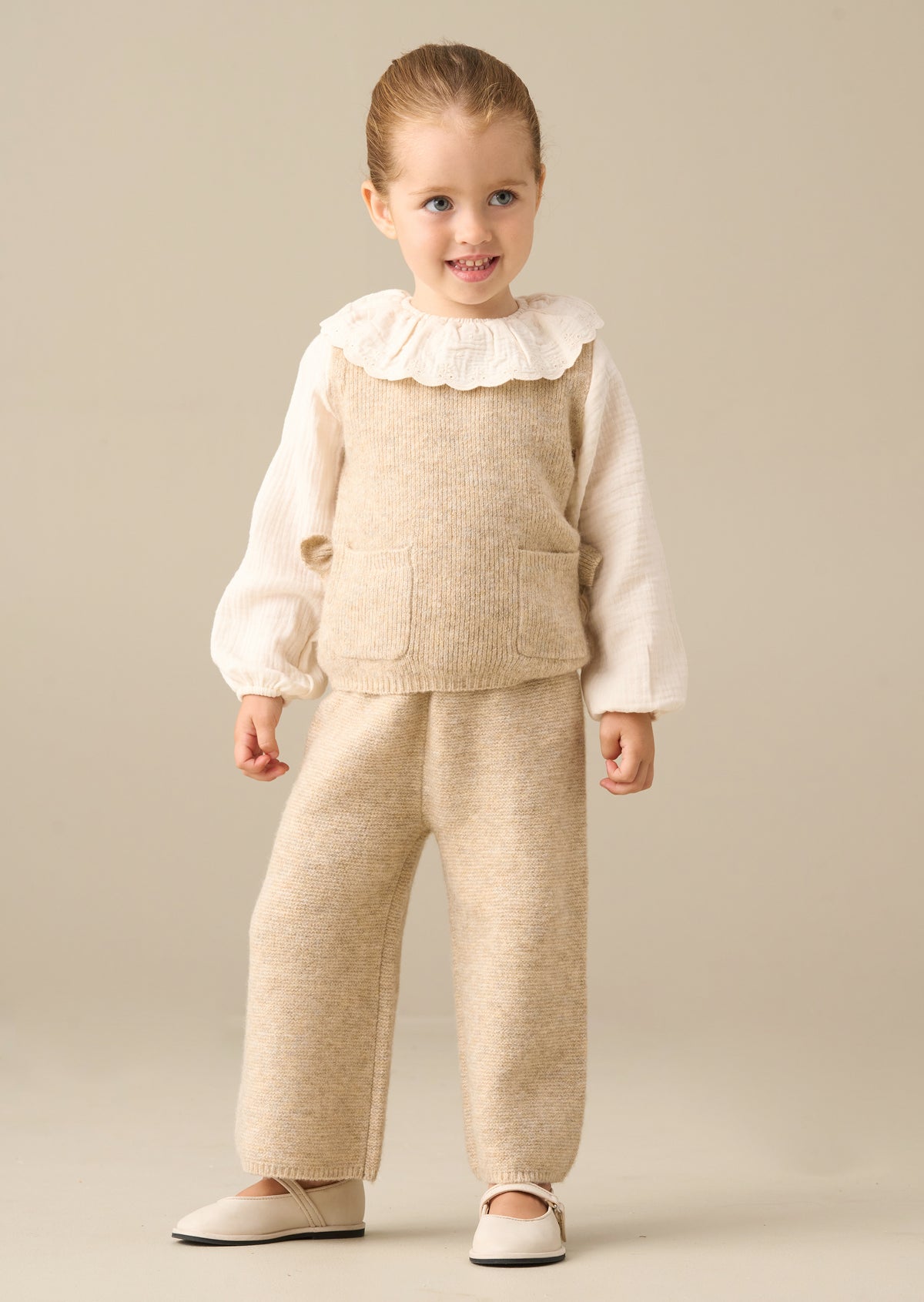 Completo Dottie in maglia a strati con pullover e pantaloni