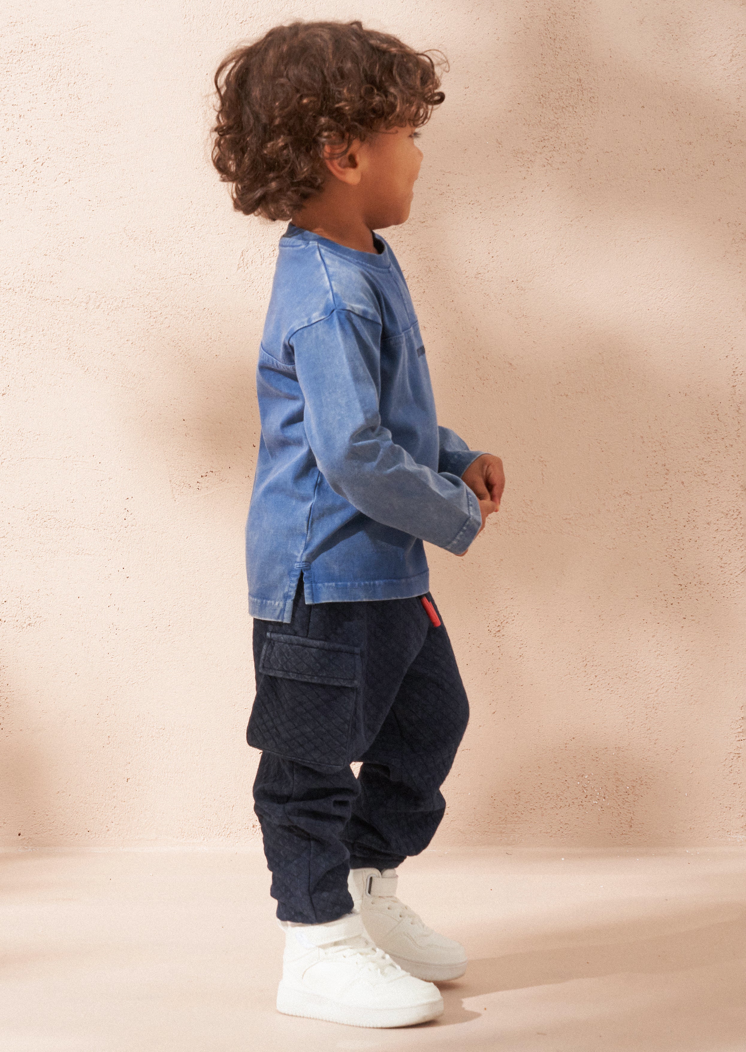Evan Blau Gewaschenes Langarmshirt