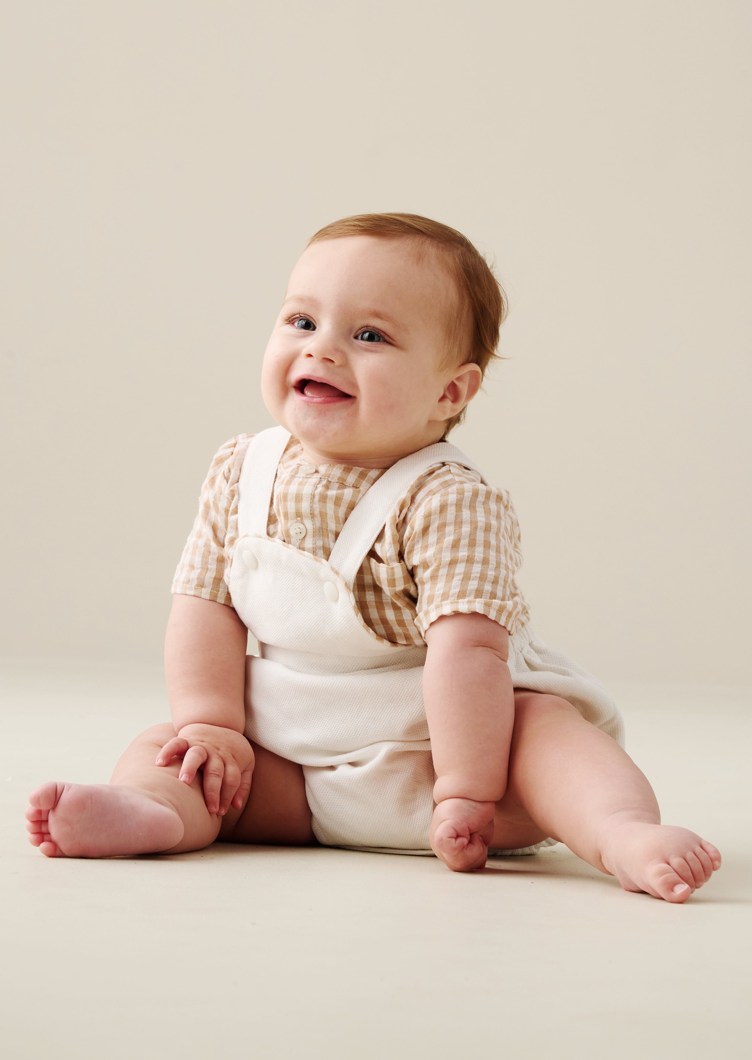 Syril Gingham Smart Shirt & Textured Romper